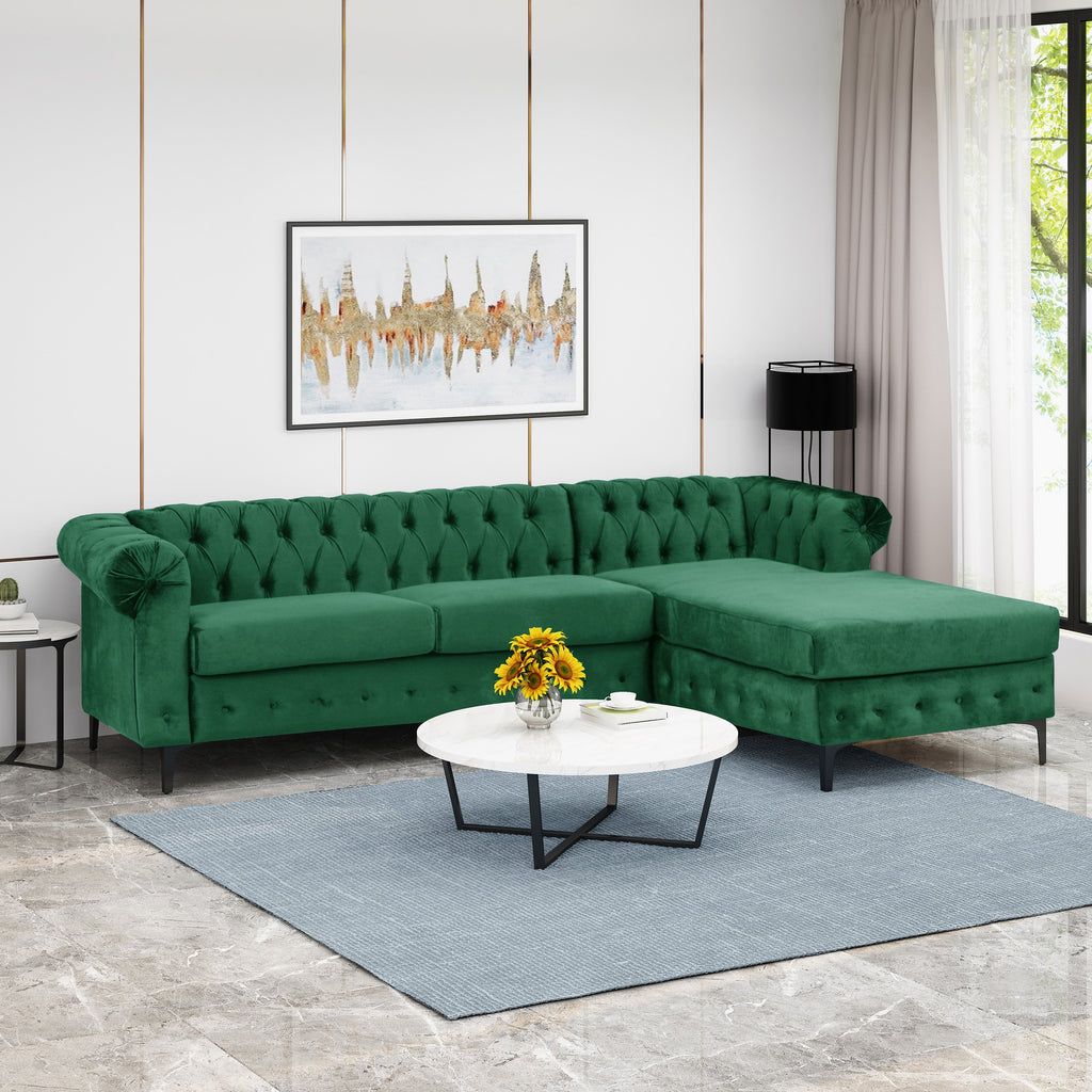Contemporary Velvet 3 Seater Sectional Sofa With Chaise Lounge – Nh621 Regarding Modern Velvet Sofa Recliners With Storage (View 7 of 20)