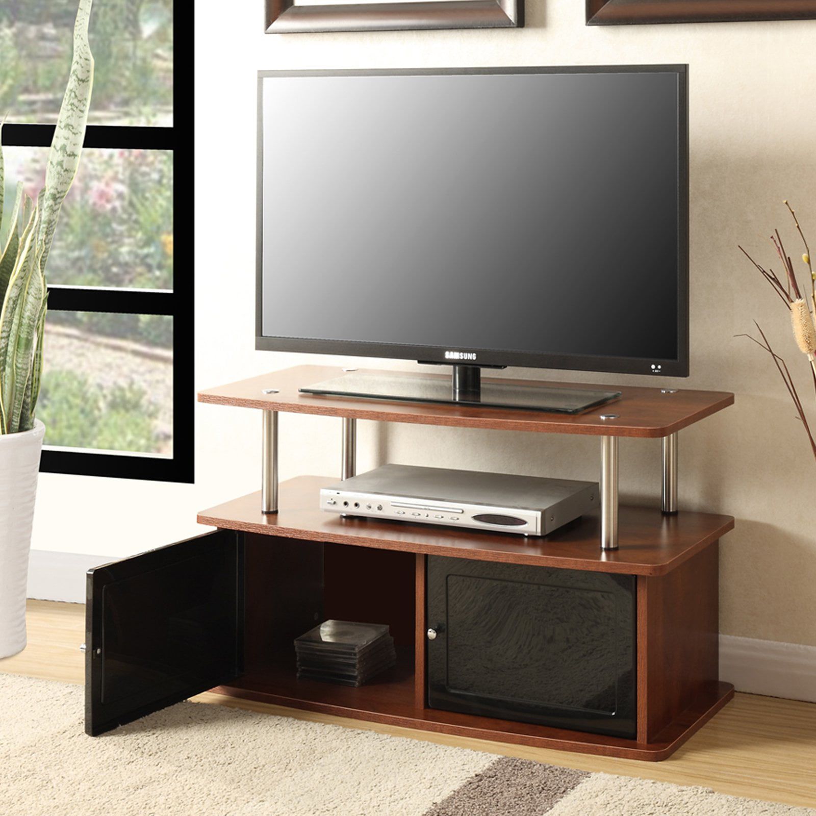 Convenience Concepts Designs2go Tv Stand With 2 Cabinets For Tvs Up To Intended For Dual Use Storage Cabinet Tv Stands (View 18 of 20)