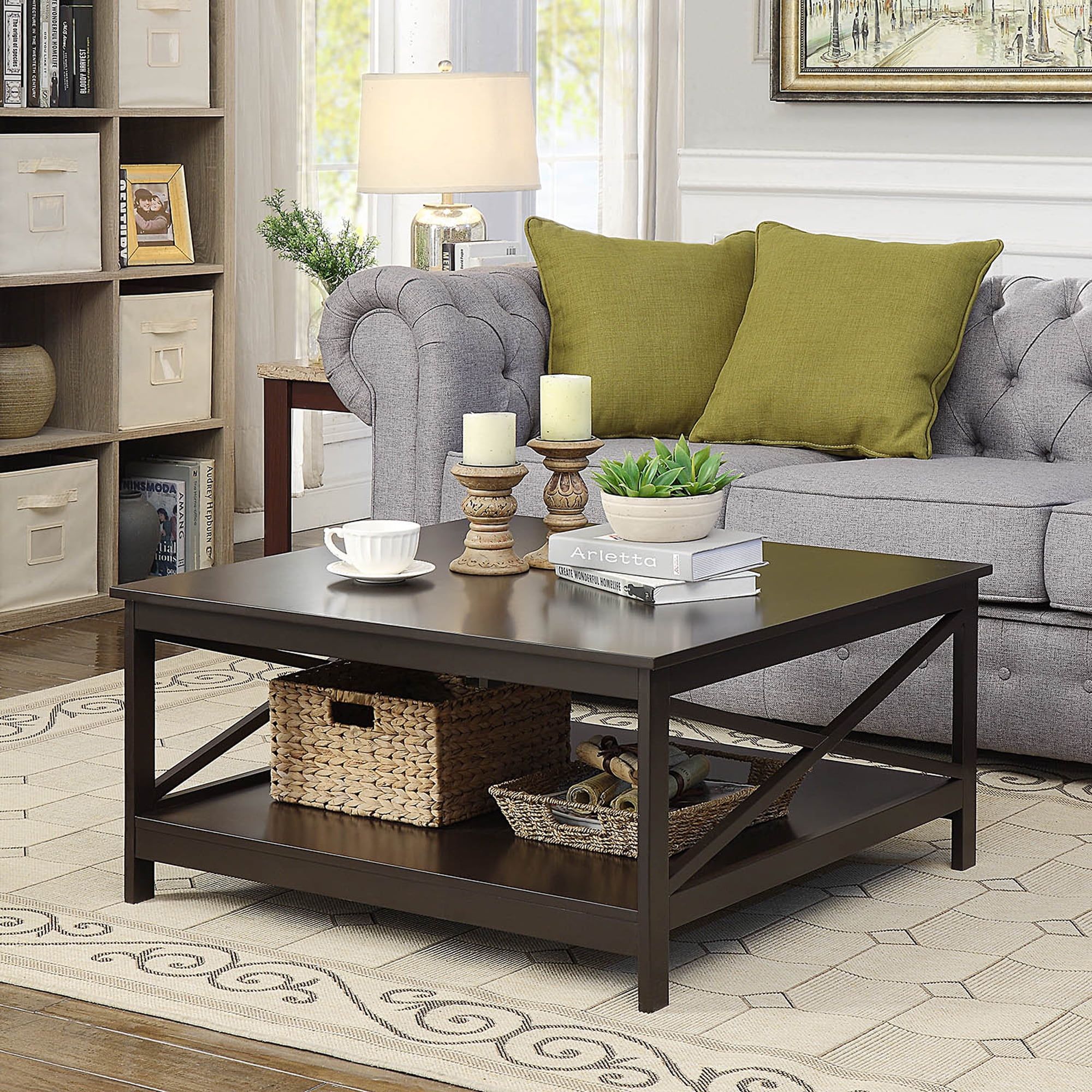 Convenience Concepts Oxford Square Coffee Table – Walmart Pertaining To Transitional Square Coffee Tables (View 11 of 20)