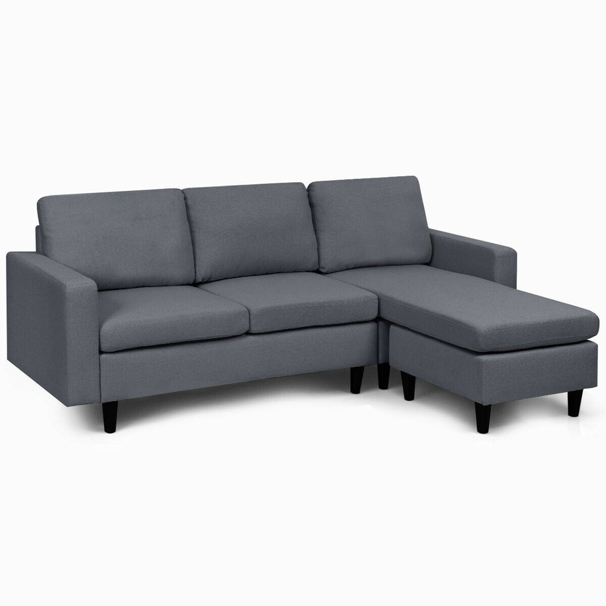 Convertible L Shaped Sectional Sofa Couch W/ Cushion Dark Gray | Ebay Inside Convertible L Shaped Sectional Sofas (View 16 of 20)