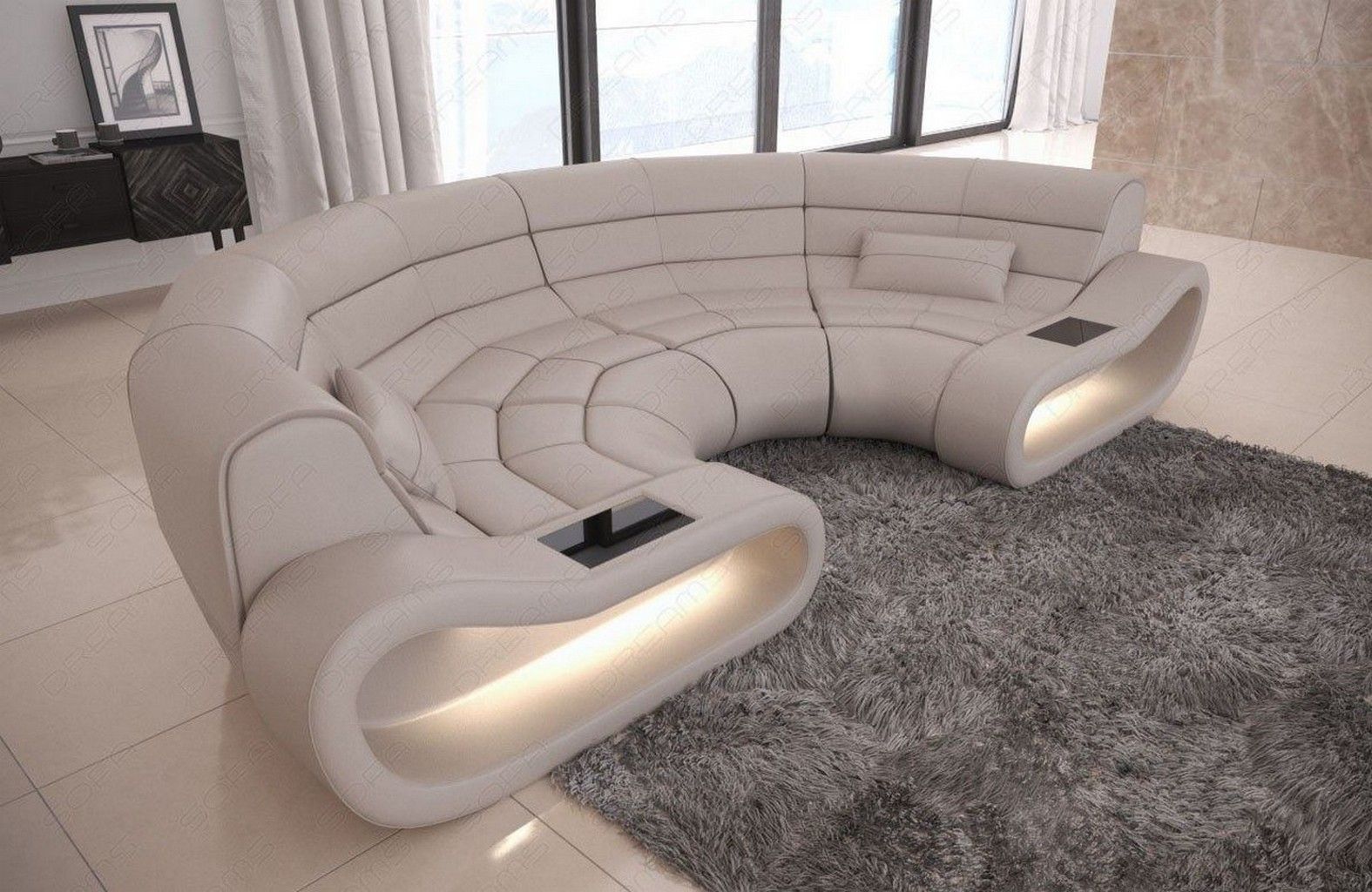 Corner Sofa Mega Couch Leather Big Sofa Concept U Shape Living Room With Regard To U Shaped Couches In Beige (View 5 of 20)