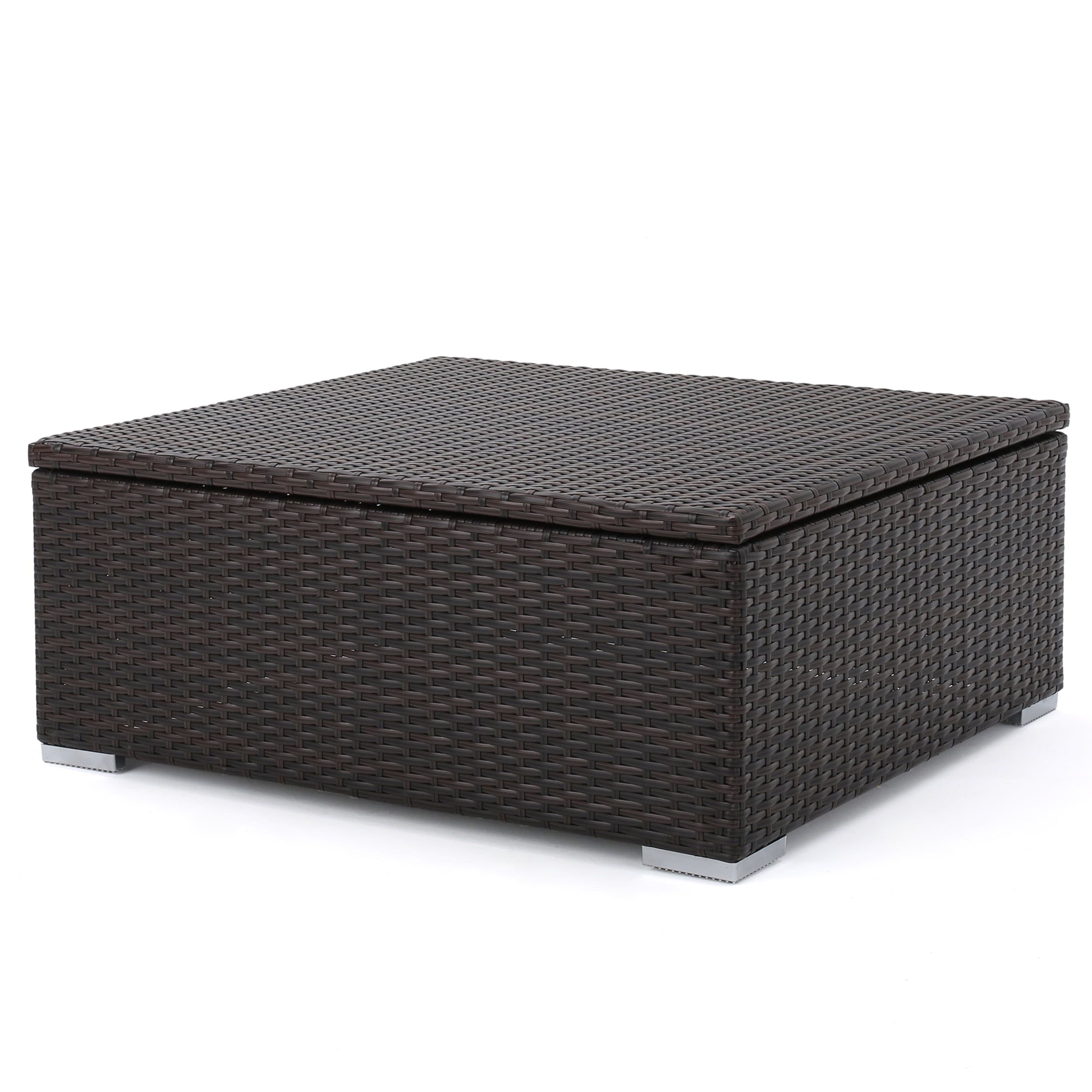 Costa Mesa Outdoor Wicker Coffee Table With Storage, Multibrown In Waterproof Coffee Tables (Gallery 4 of 21)