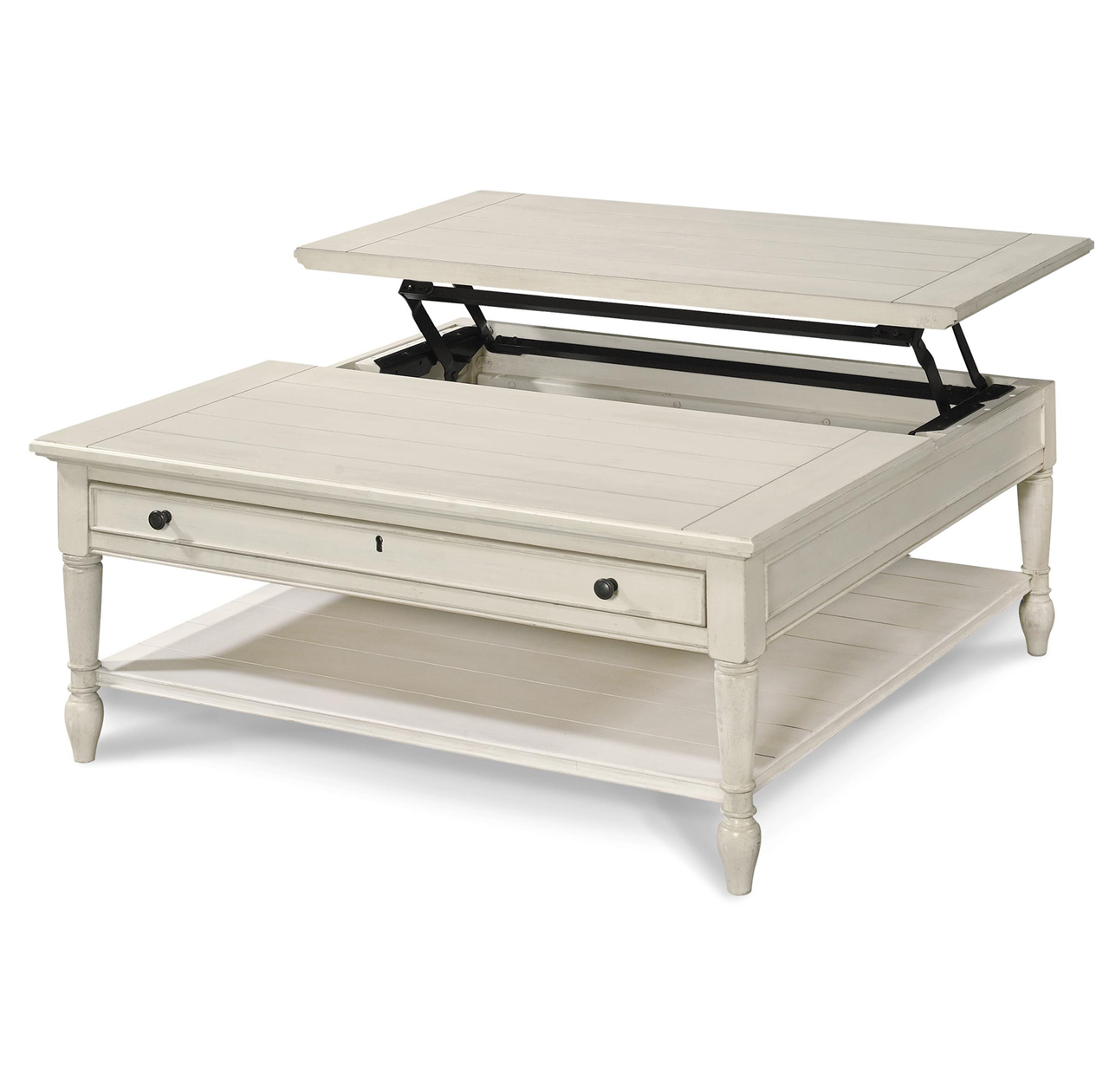 Country Chic White Wood Square Coffee Table With Lift Top | Zin Home Pertaining To Wood Lift Top Coffee Tables (View 12 of 20)