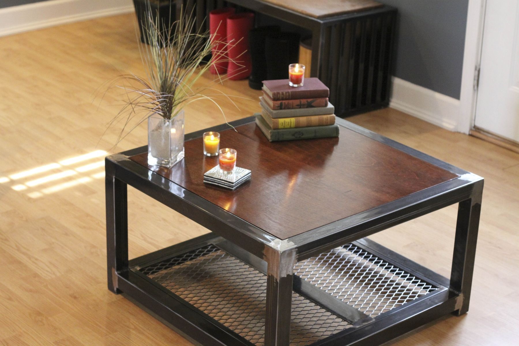 Custom Made Steel And Wood Coffee Table | Welded Furniture, Metal In Regency Cain Steel Coffee Tables (Gallery 12 of 21)