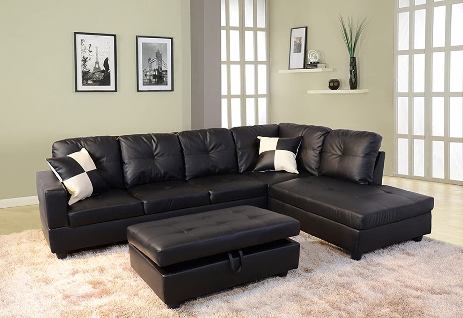 Dae Right Facing Sectional Sofa, L Shape Faux Leather Sectional Sofa Pertaining To Faux Leather Sectional Sofa Sets (View 14 of 21)