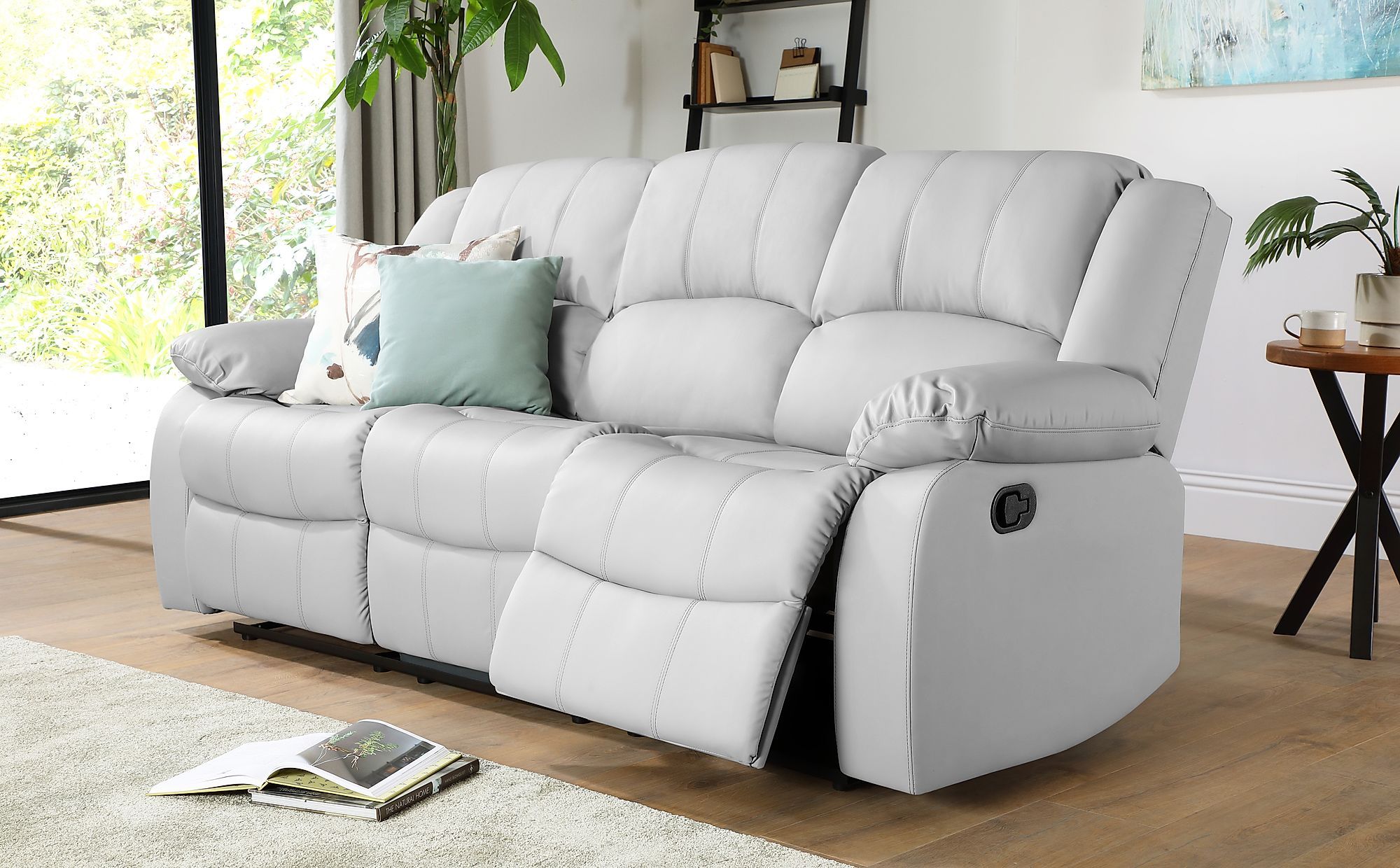 Dakota Light Grey Leather 3 Seater Recliner Sofa | Furniture Choice Inside Sofas In Light Grey (Gallery 12 of 20)