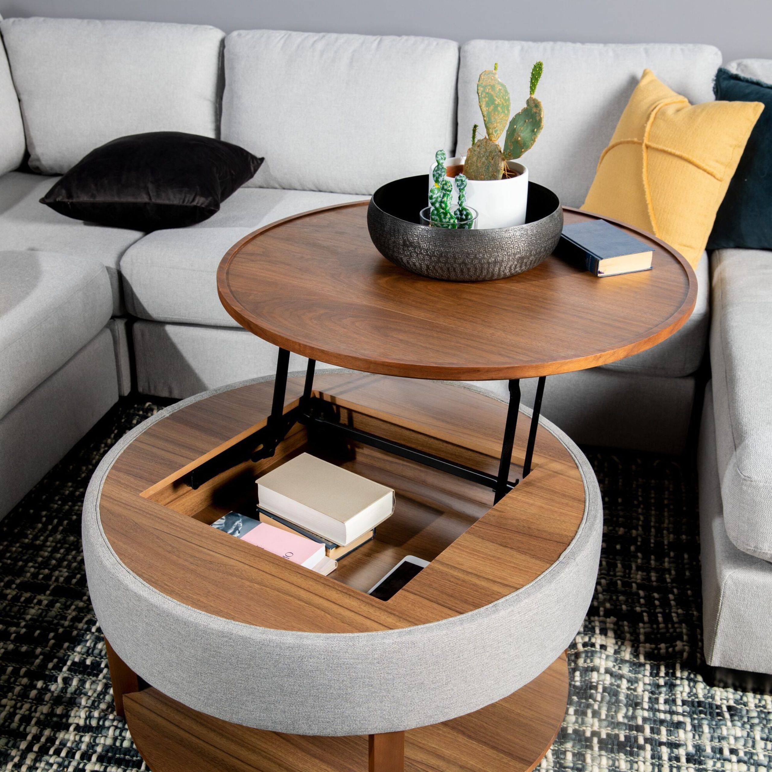 Damian Walnut Wood Veneer Lift Top Coffee Table With Storage In 2021 Throughout Modern Wooden Lift Top Tables (Gallery 9 of 20)
