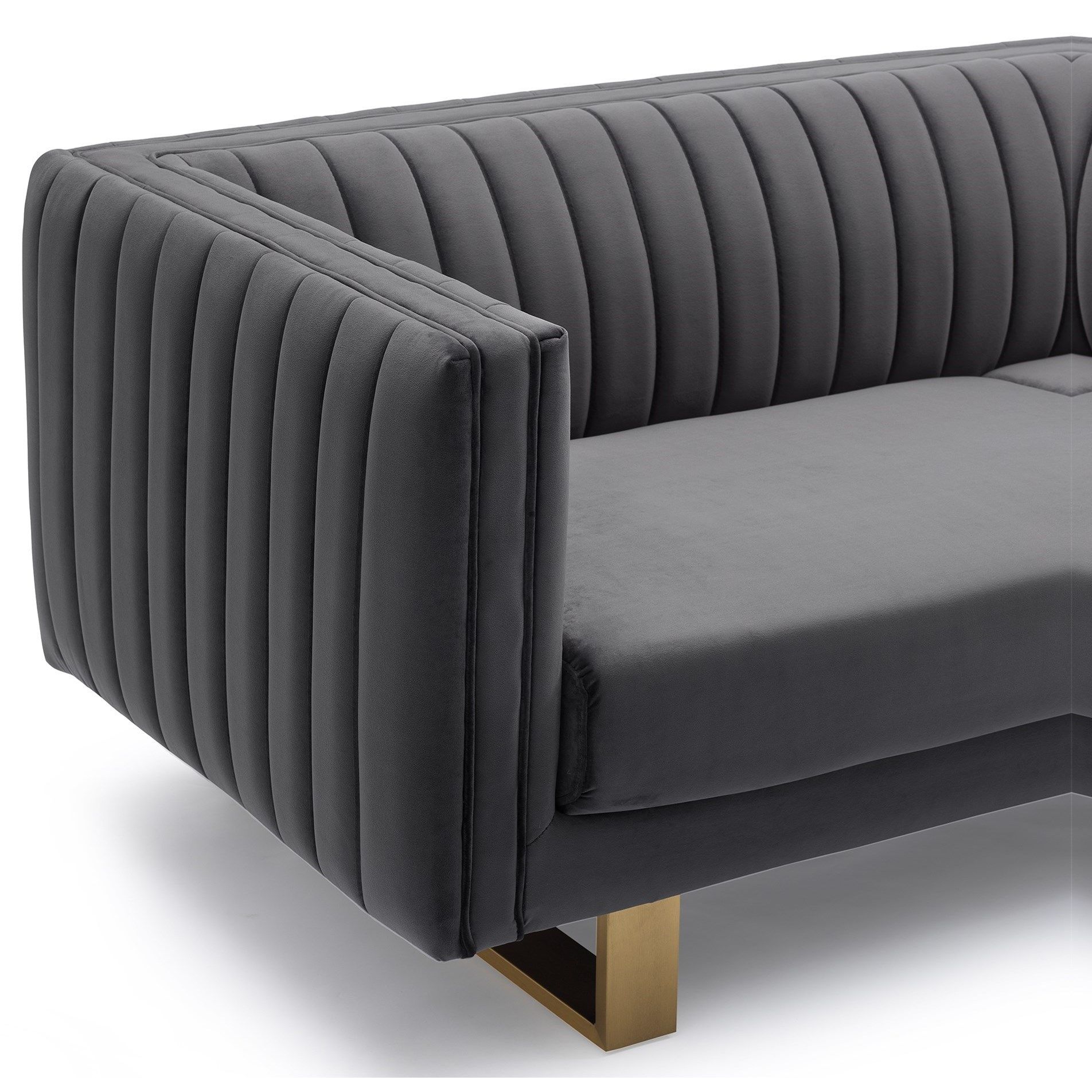 Delilah Modern Velvet Sofa With Matte Gold Legs | Sadler's Home Throughout Modern Velvet Sofa Recliners With Storage (Gallery 17 of 20)