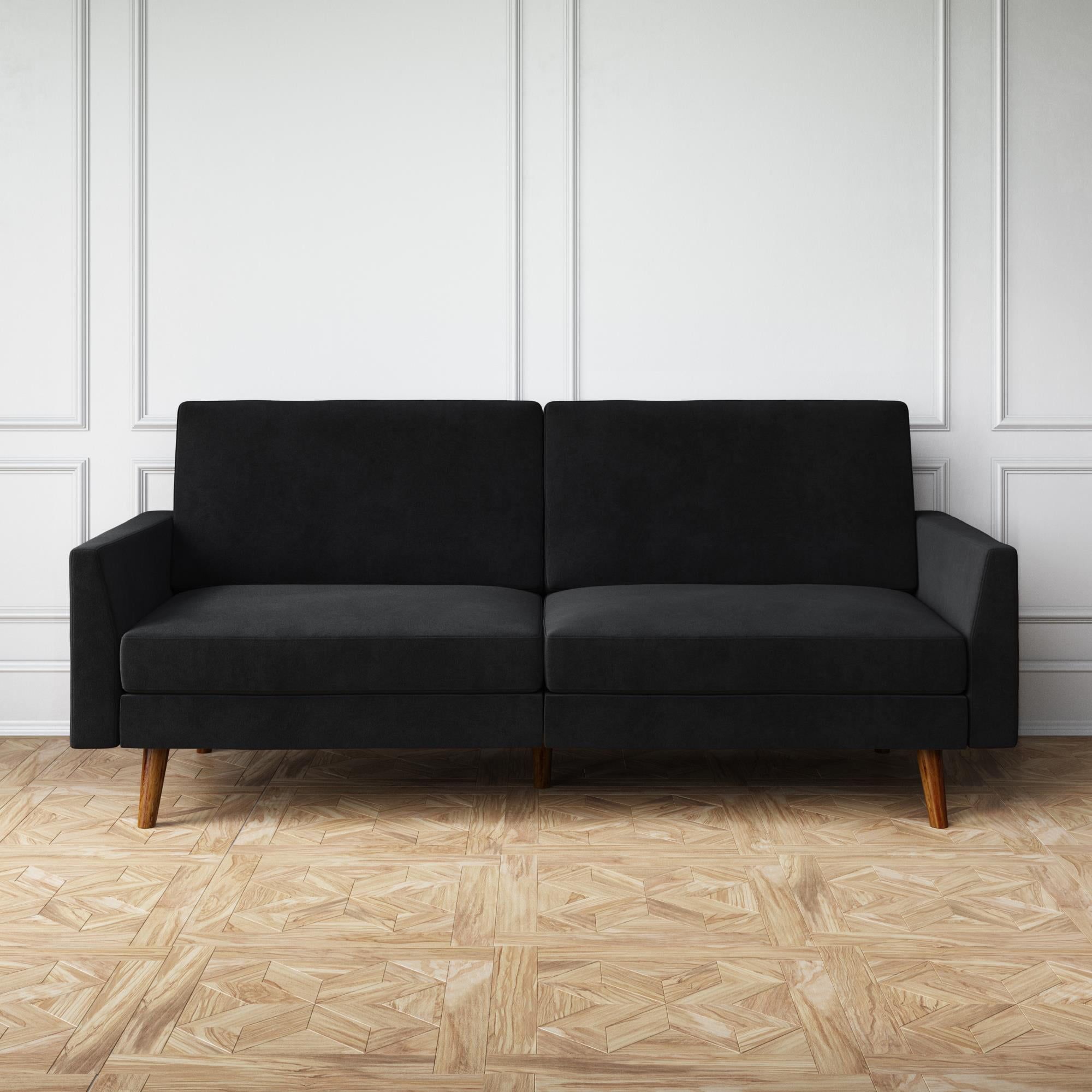 Dhp Jules Sofa Bed In Velvet, Black – Walmart For 2 Seater Black Velvet Sofa Beds (Gallery 4 of 20)