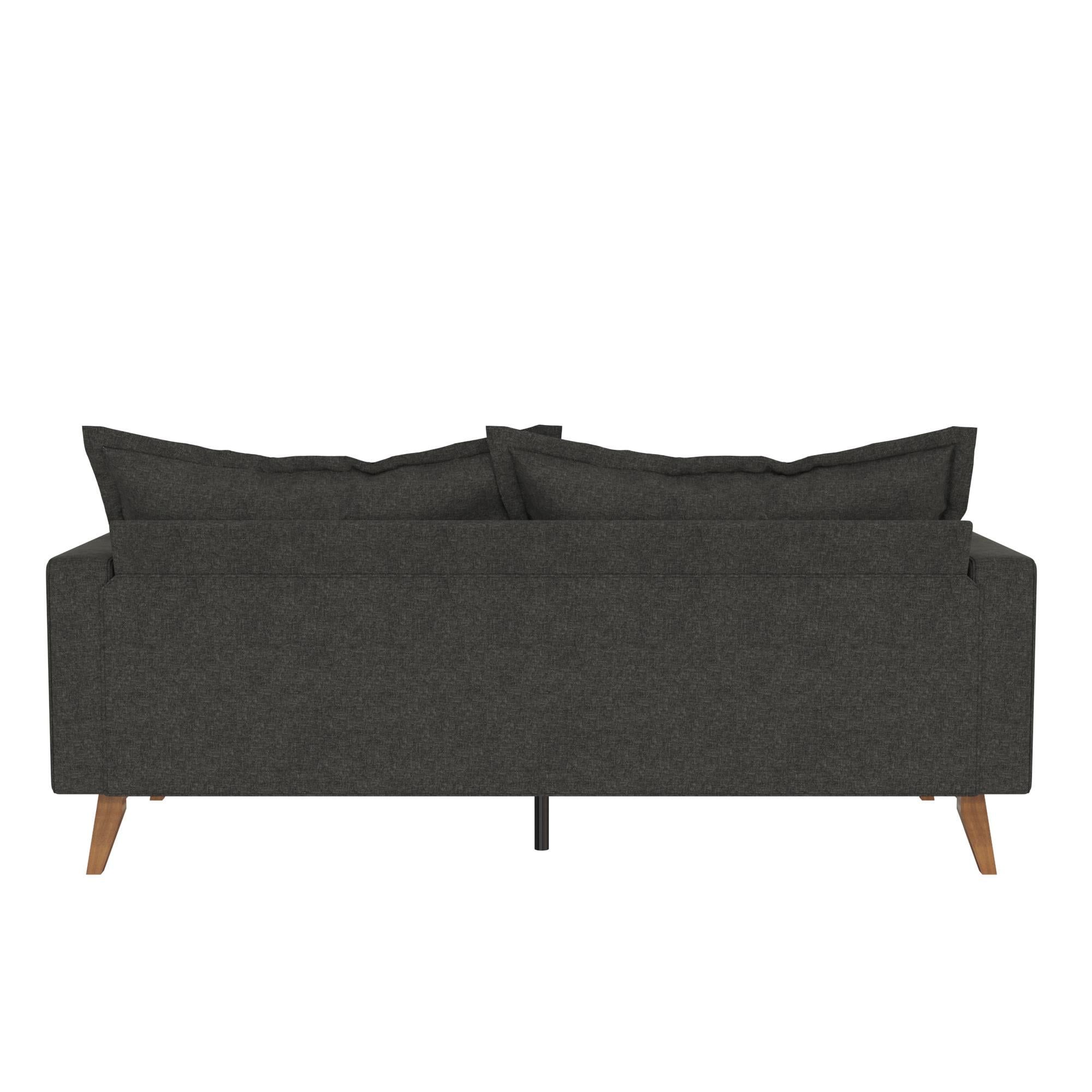 Dhp Miriam Pillowback Wood Base Sofa, Gray Linen – Walmart Regarding Sofas With Pillowback Wood Bases (Gallery 11 of 20)