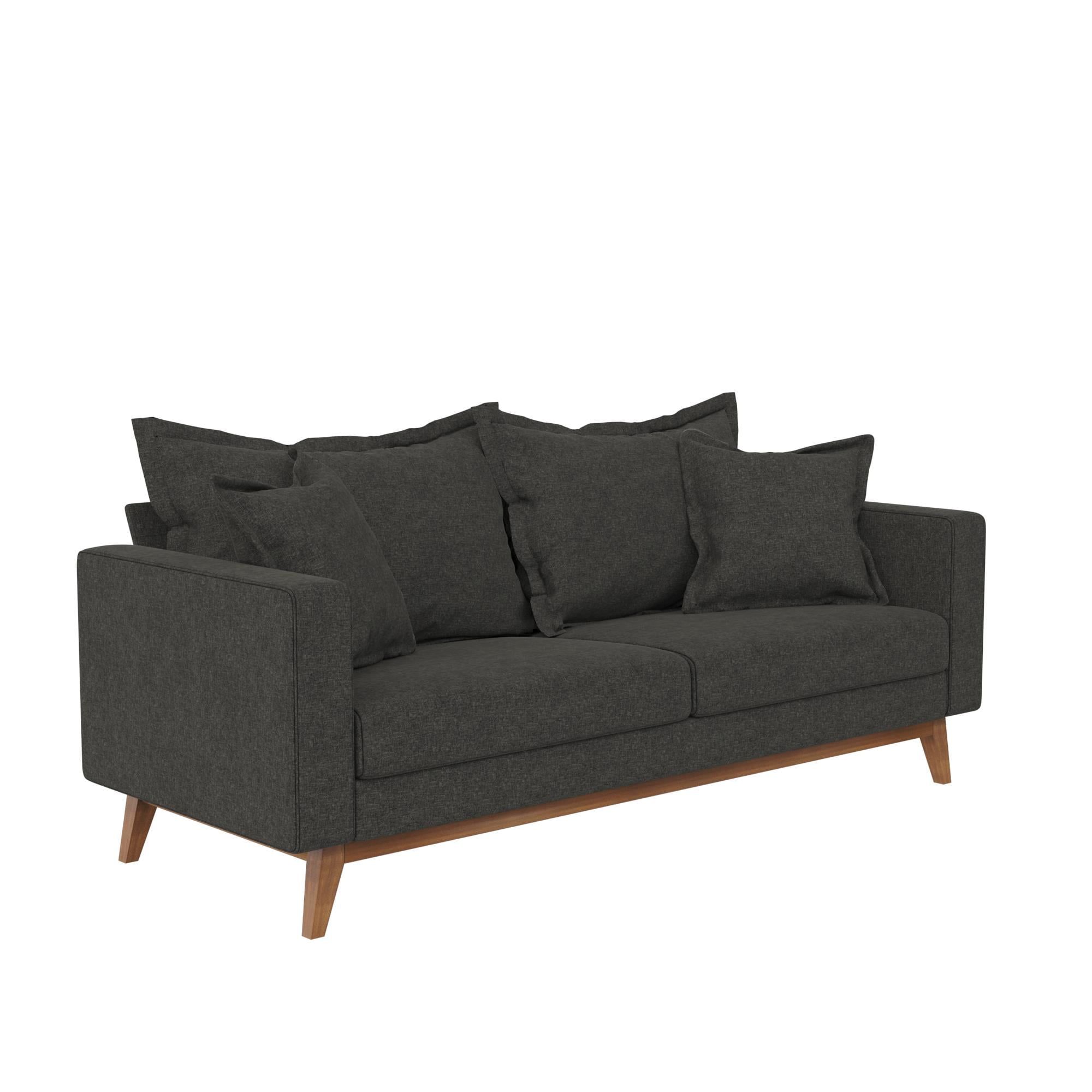Dhp Miriam Pillowback Wood Base Sofa, Gray Linen – Walmart With Sofas With Pillowback Wood Bases (Gallery 16 of 20)