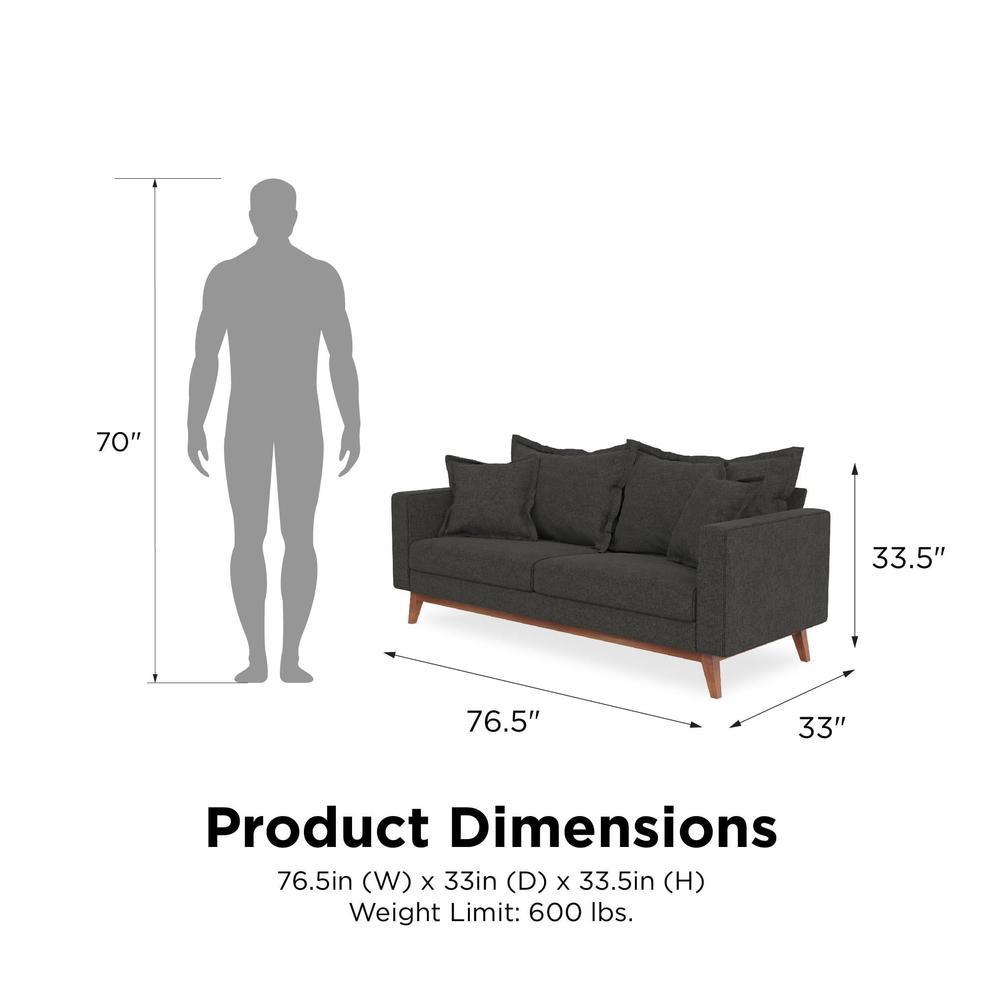 Dhp Miriam Pillowback Wood Base Sofa, Gray Linen – Walmart Within Sofas With Pillowback Wood Bases (Gallery 14 of 20)