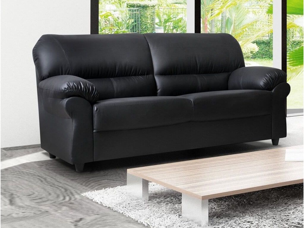 Dick Smith Sarantino 3 Seater Faux Leather Sofa Bed Couch Black Home Inside Traditional 3 Seater Faux Leather Sofas (View 18 of 20)