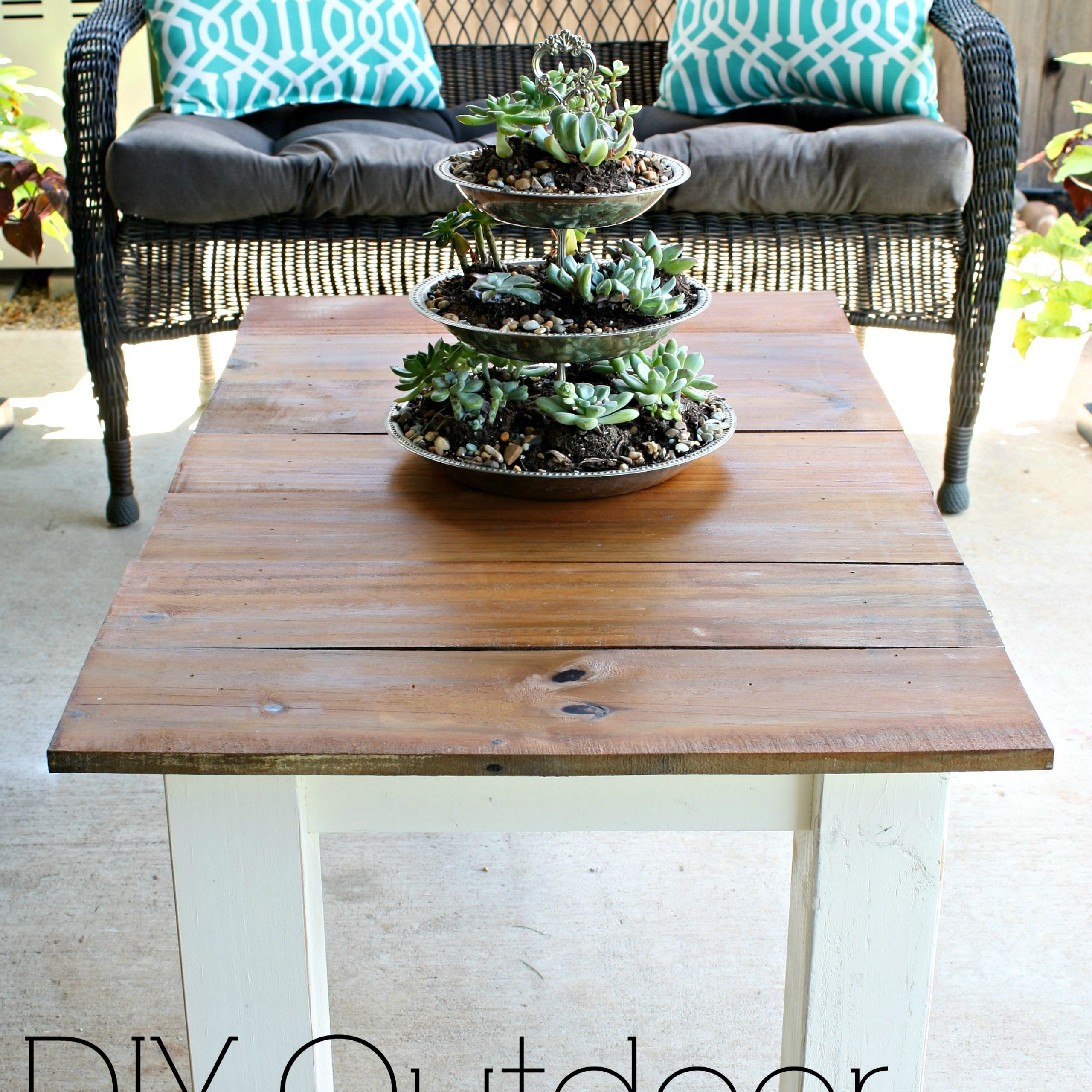 Diy Outdoor Coffee Table – A Diamond In The Stuff Within Outdoor Half Round Coffee Tables (View 12 of 20)