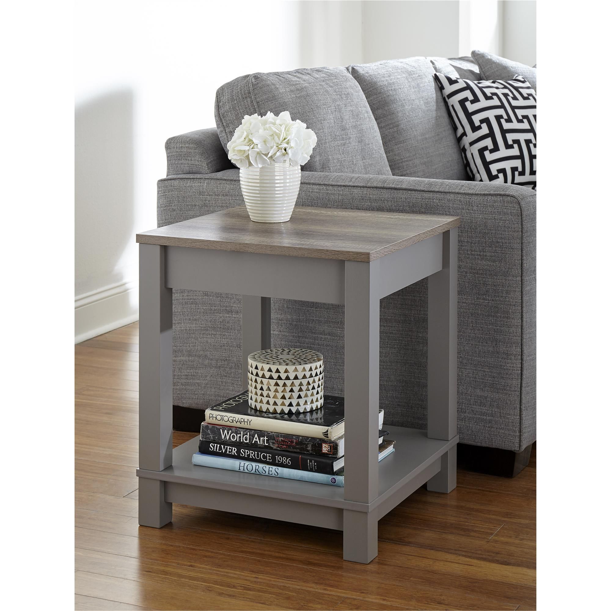 Dorel Home Furnishings Carver Gray/sonoma Oak End Table | Living Room With Rustic Gray End Tables (Gallery 20 of 20)