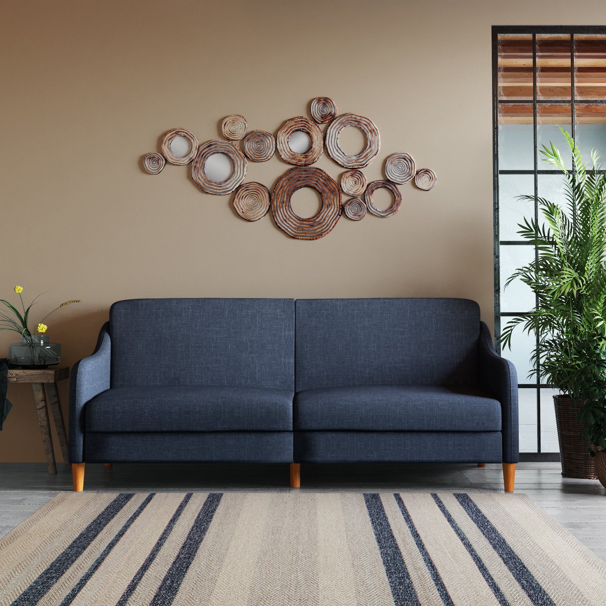 Dorel Home Jasper Coil Futon, Navy Linen – Walmart | Classic Sofa In Navy Linen Coil Sofas (Gallery 4 of 20)