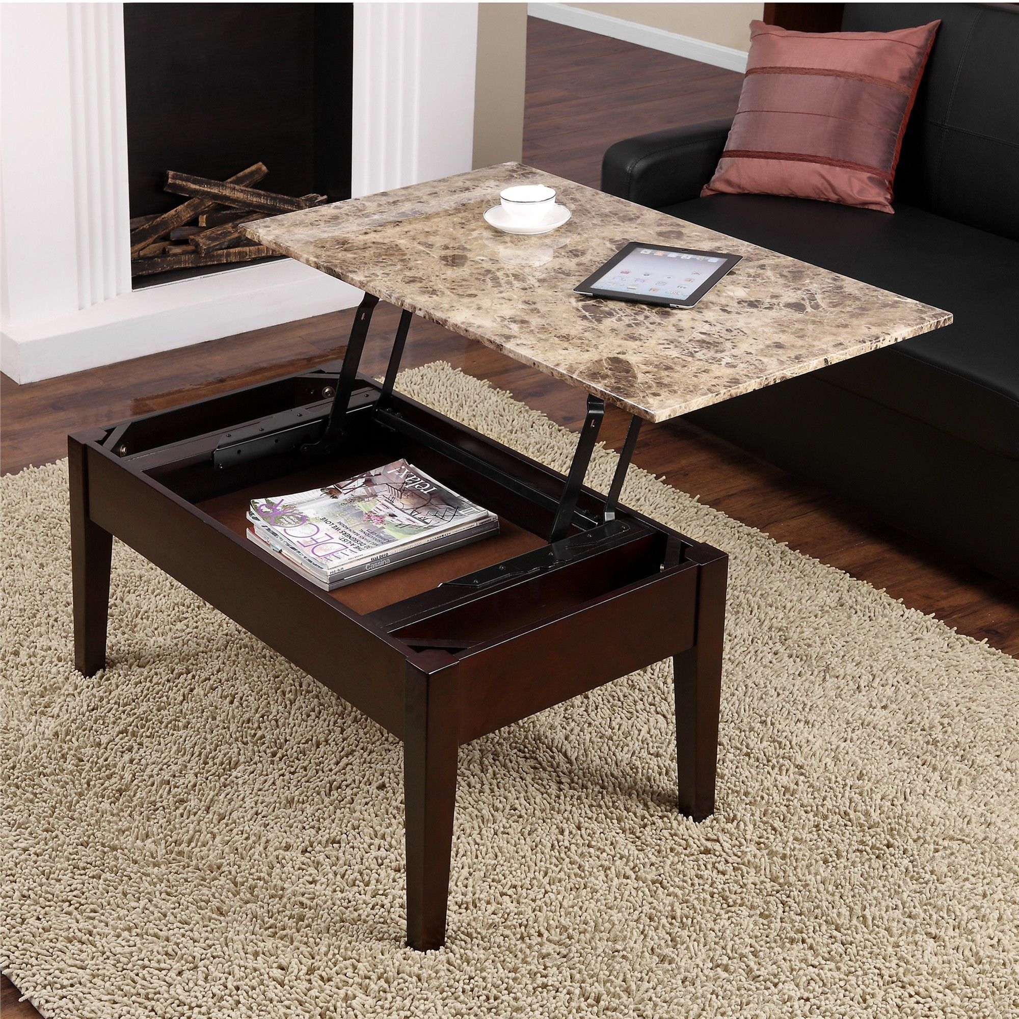 Dorel Living Faux Marble Lift Top Coffee Table – – 11190142 | Coffee Inside Lift Top Coffee Tables With Storage Drawers (View 19 of 20)