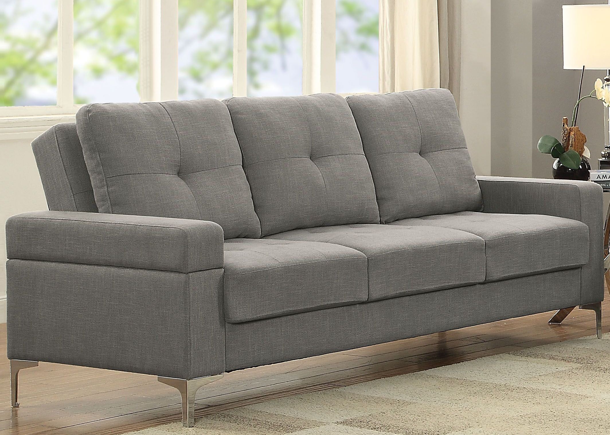 Dorian Gray Linen Adjustable Sofa From Acme | Coleman Furniture Regarding Gray Linen Sofas (View 9 of 20)