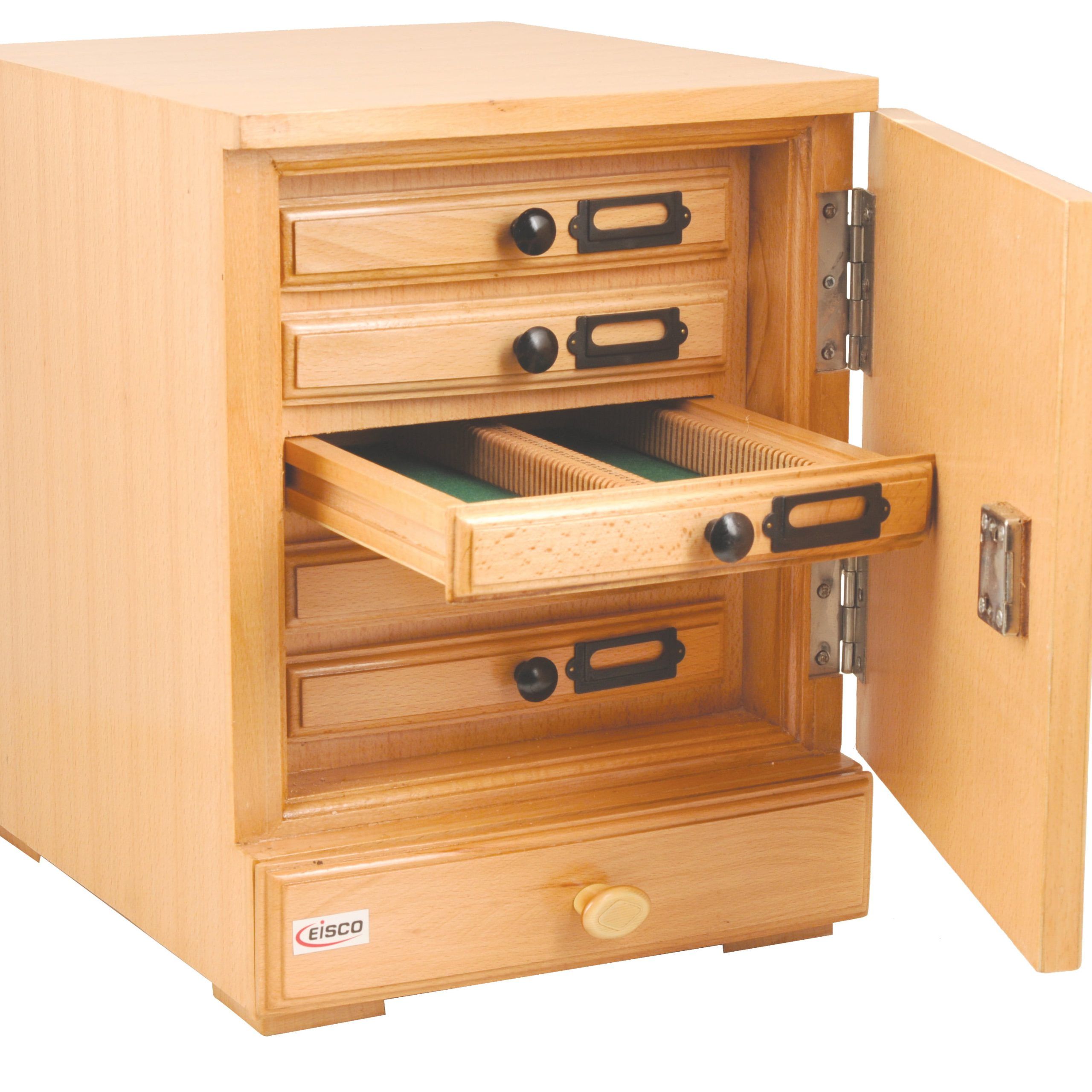 Eisco Labs Wooden Slide Cabinet, 5 Drawers, 500 Slide Capacity Total Inside Wood Cabinet With Drawers (Gallery 6 of 20)