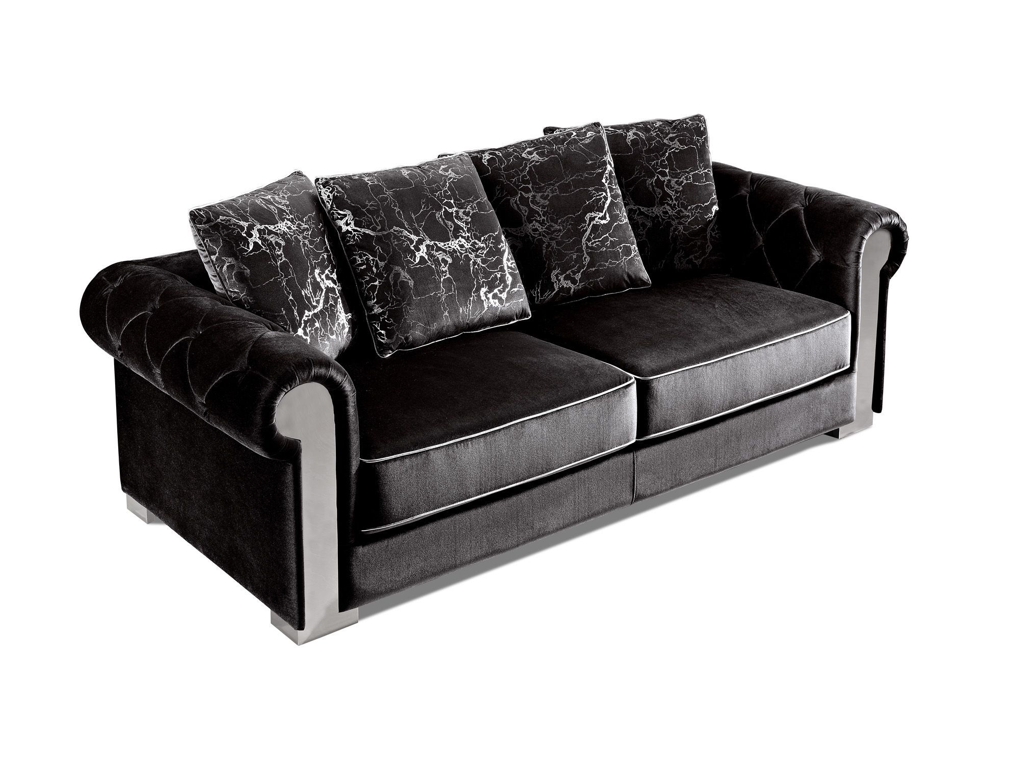Electra Black Velvet Sofa – Contemporary – Sofas  Meridian Throughout Black Velvet Sofas (Gallery 17 of 20)