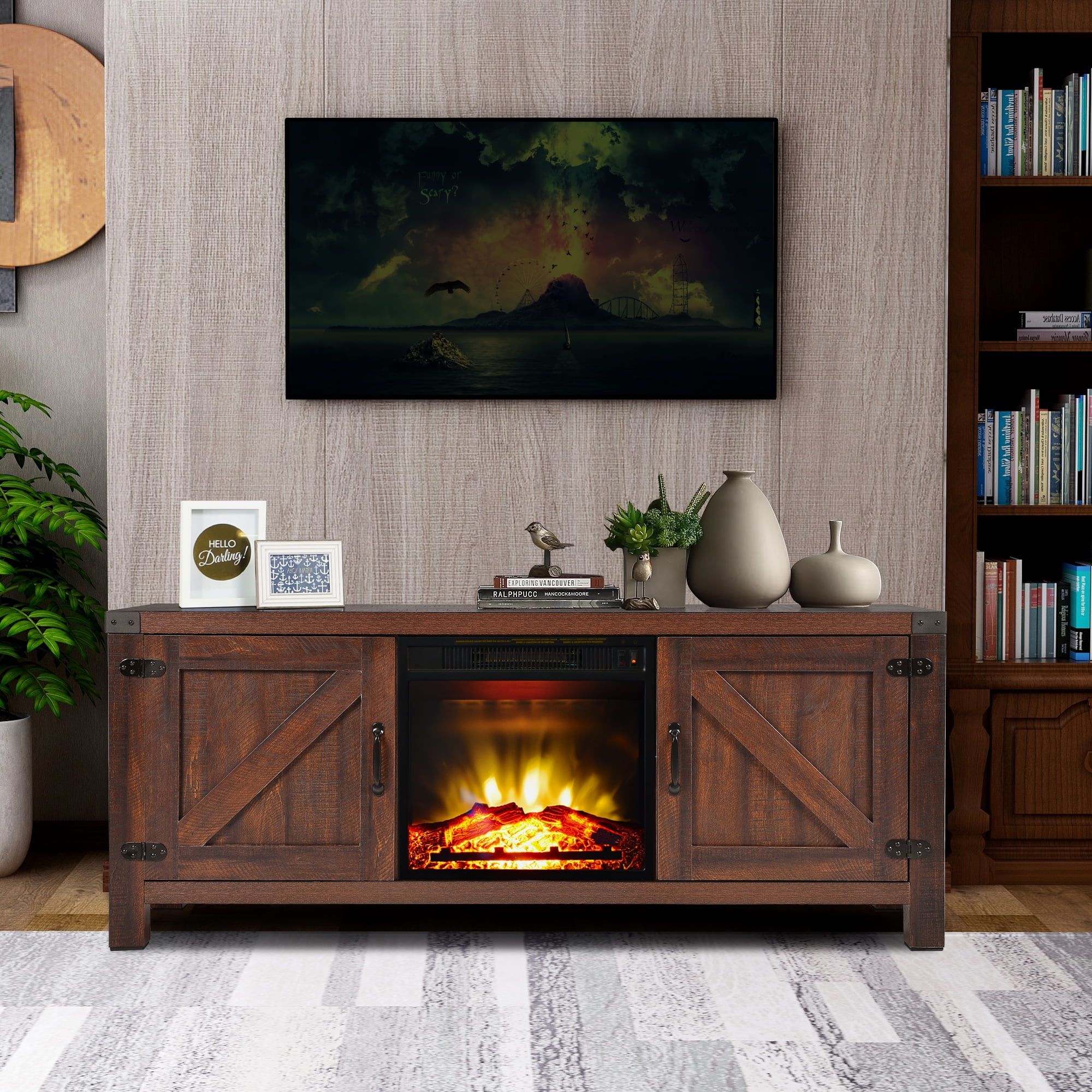 Electric Fireplace Tv Stands For Tvs Up To 65", Traditional Wood Tv Pertaining To Electric Fireplace Tv Stands (View 19 of 20)