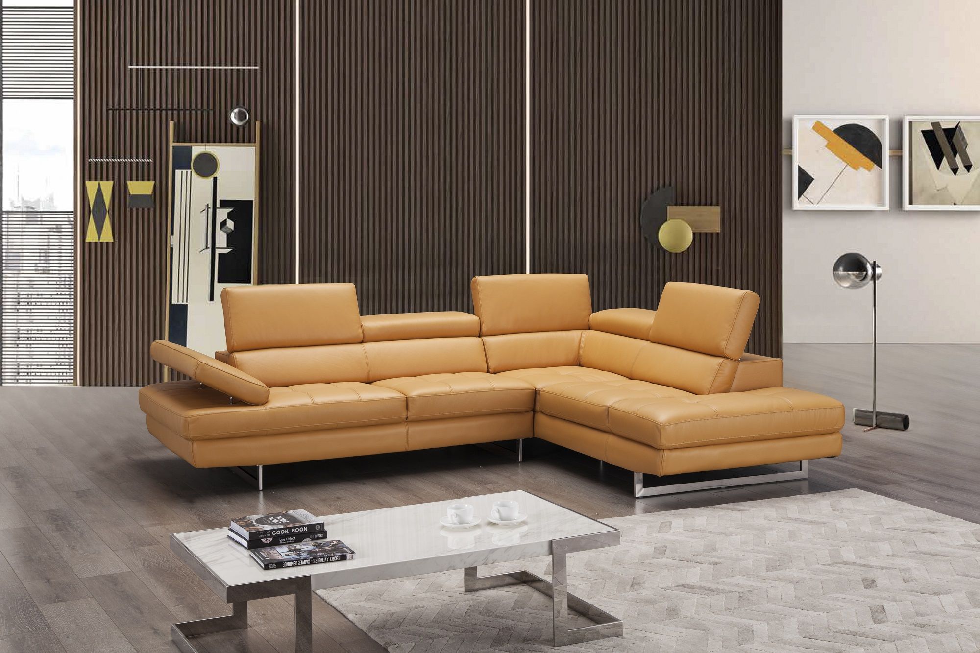 Elegant Modern Leather L Shape Sectional Washington Dc J&m Furniture In Modern L Shaped Sofa Sectionals (View 4 of 20)
