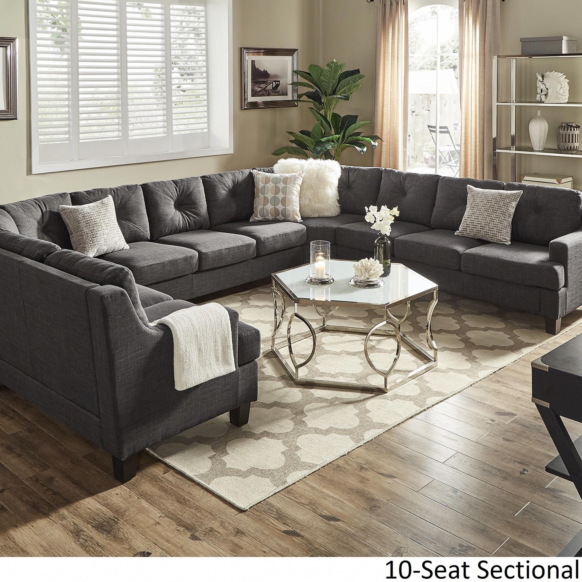 Elston Dark Grey Linen U Shape Sectionalsinspire Q Modern (10 Seat Pertaining To Modern U Shape Sectional Sofas In Gray (View 17 of 20)