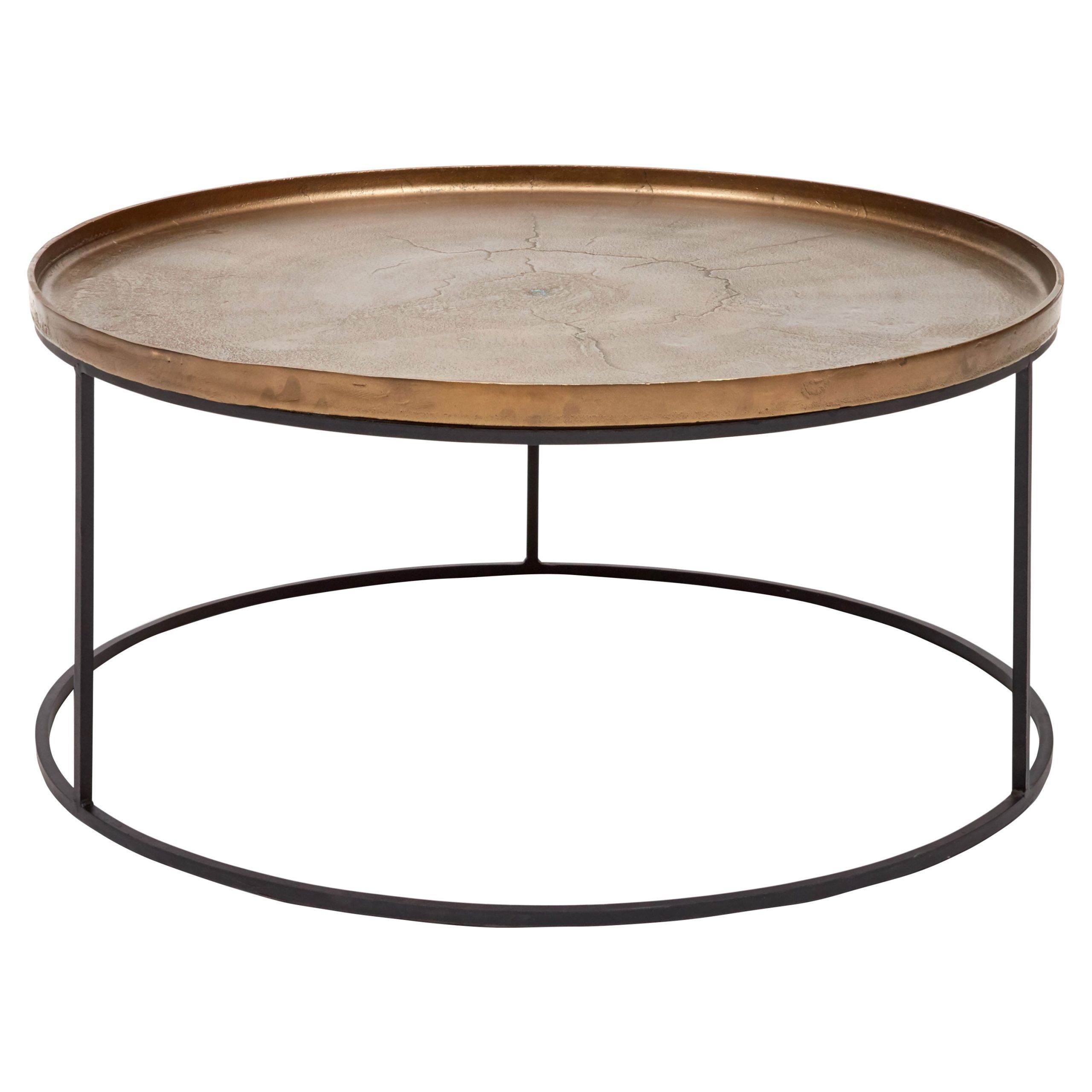 Emily Industrial Loft Black Metal Base Round Brass Coffee Table – Kathy With Regard To Round Coffee Tables With Steel Frames (Gallery 16 of 21)