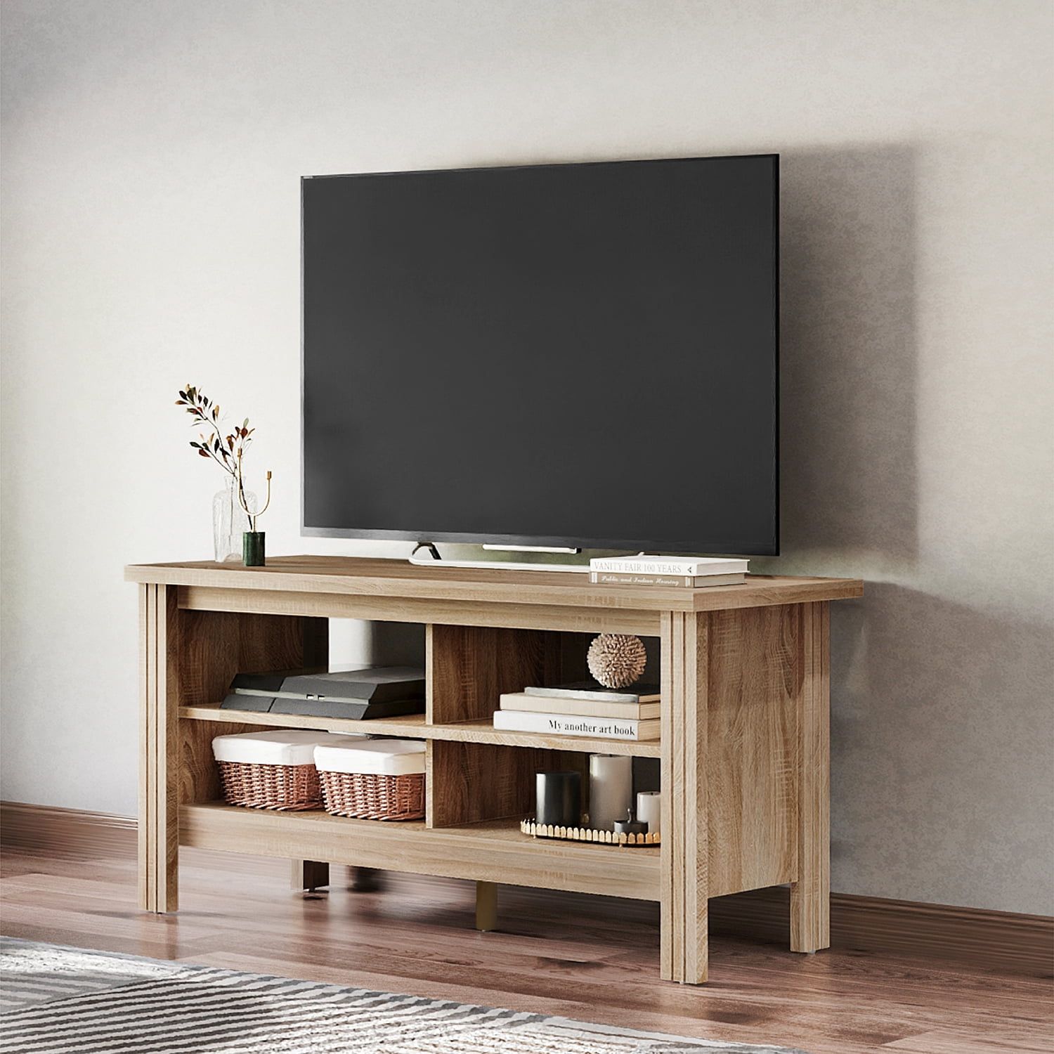 Farmhouse Tv Stands For 55 Inch Tv Wood Media Console Storage Cabinet With Regard To Farmhouse Media Entertainment Centers (View 11 of 20)