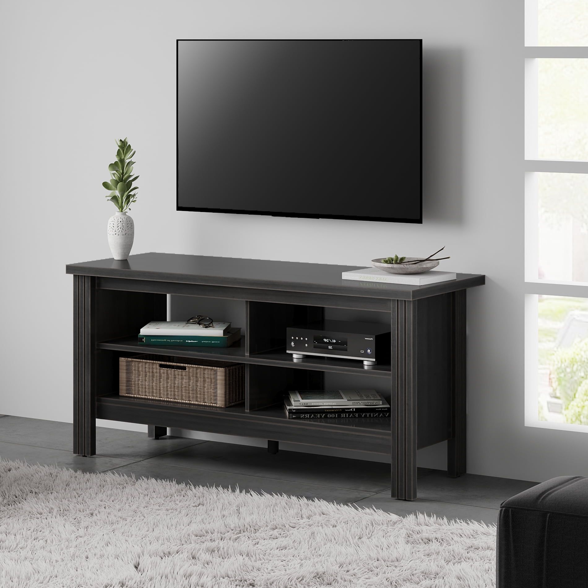 Farmhouse Wood Tv Stands For 55 Inch Flat Screen Media Console Storage Inside Media Entertainment Center Tv Stands (Gallery 15 of 20)