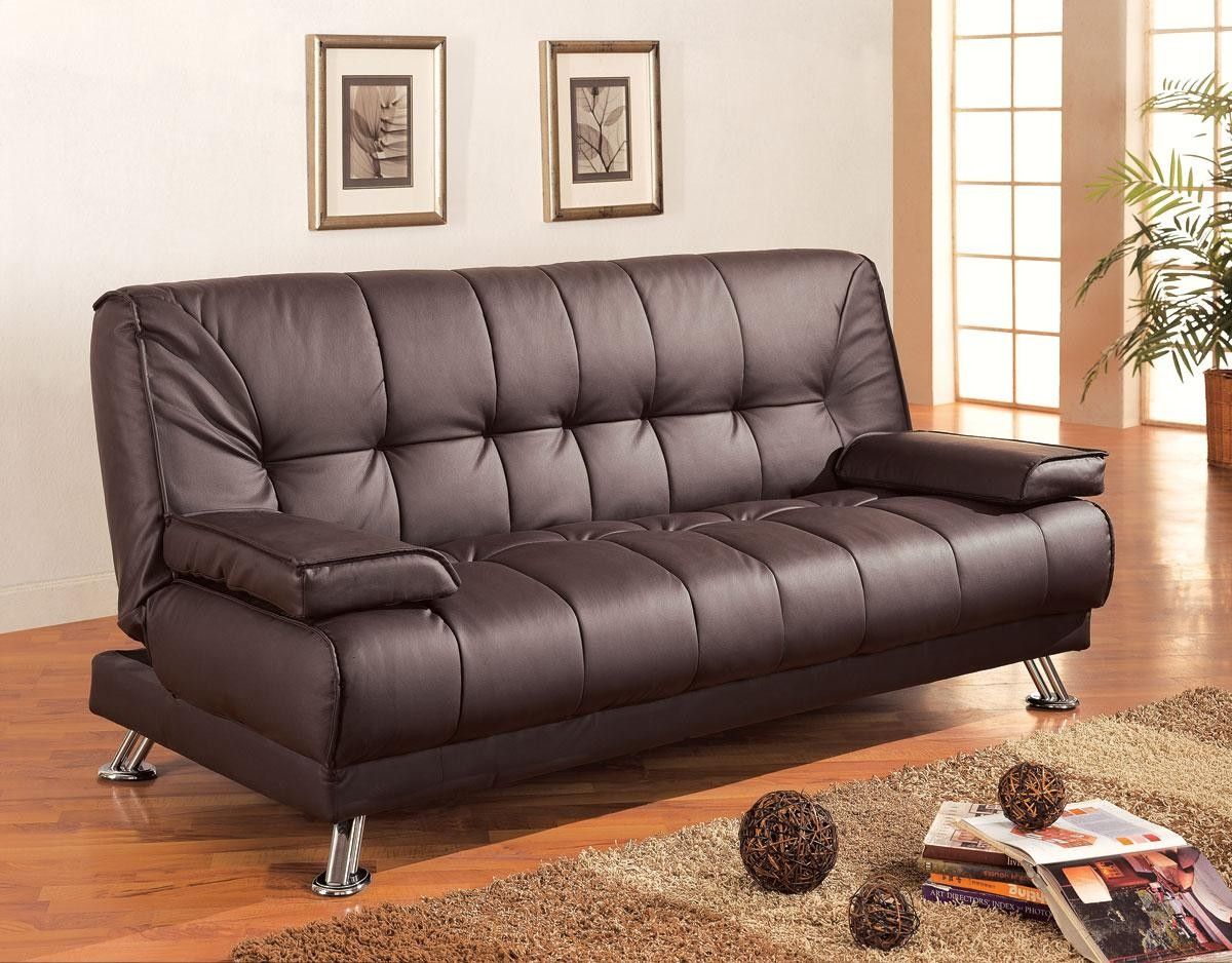 Faux Leather Convertible Sofa Bed With Removable Armrests – 300148 From For 8 Seat Convertible Sofas (Gallery 17 of 20)
