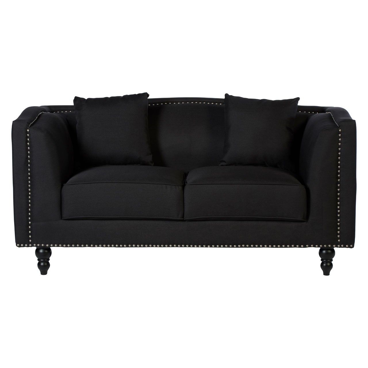 Feya 2 Seat Black Fabric Sofa Throughout Traditional Black Fabric Sofas (Gallery 13 of 21)