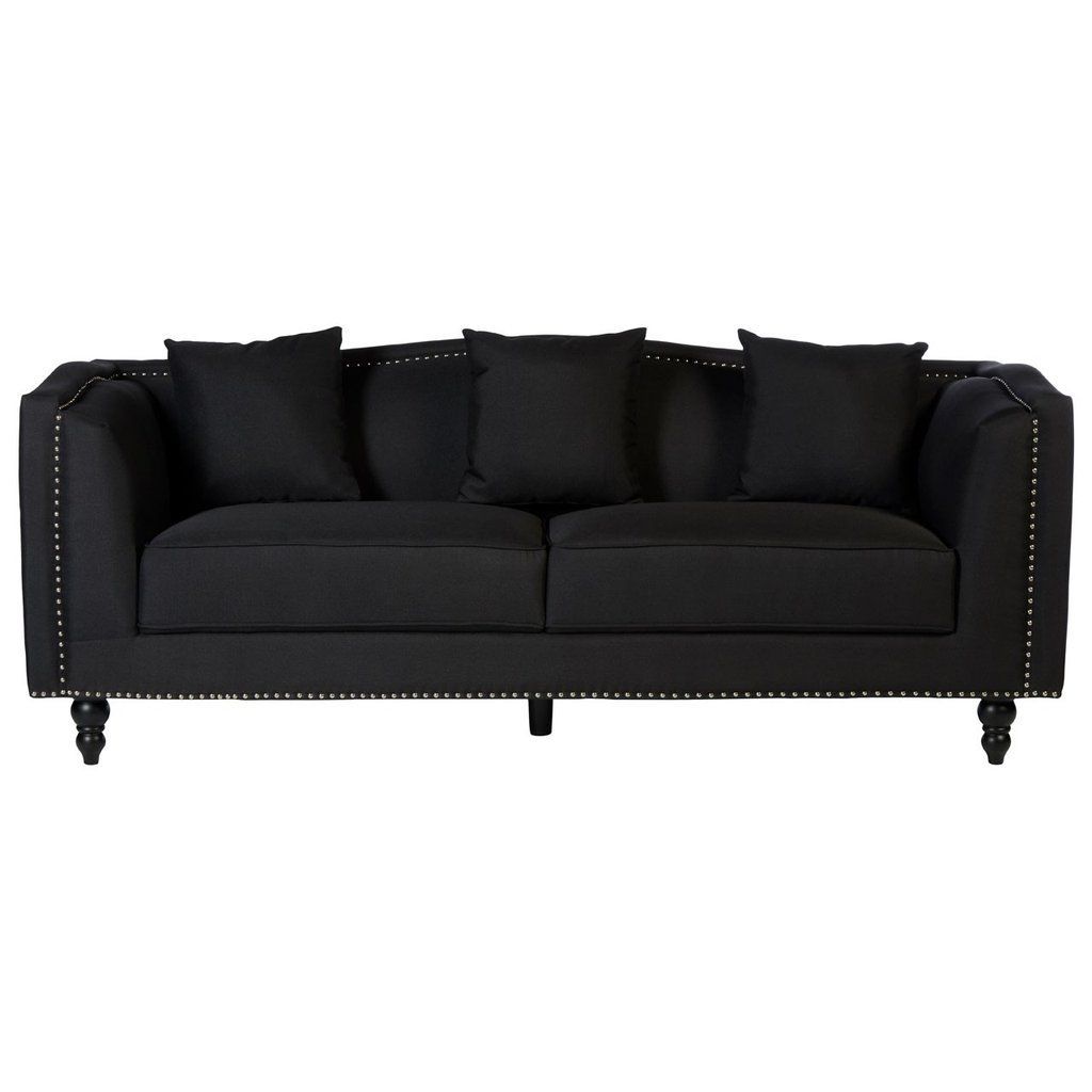 Feya 3 Seat Black Fabric Sofa | Black Fabric Sofa, Seater Sofa, 3 With Regard To Traditional Black Fabric Sofas (Gallery 18 of 21)