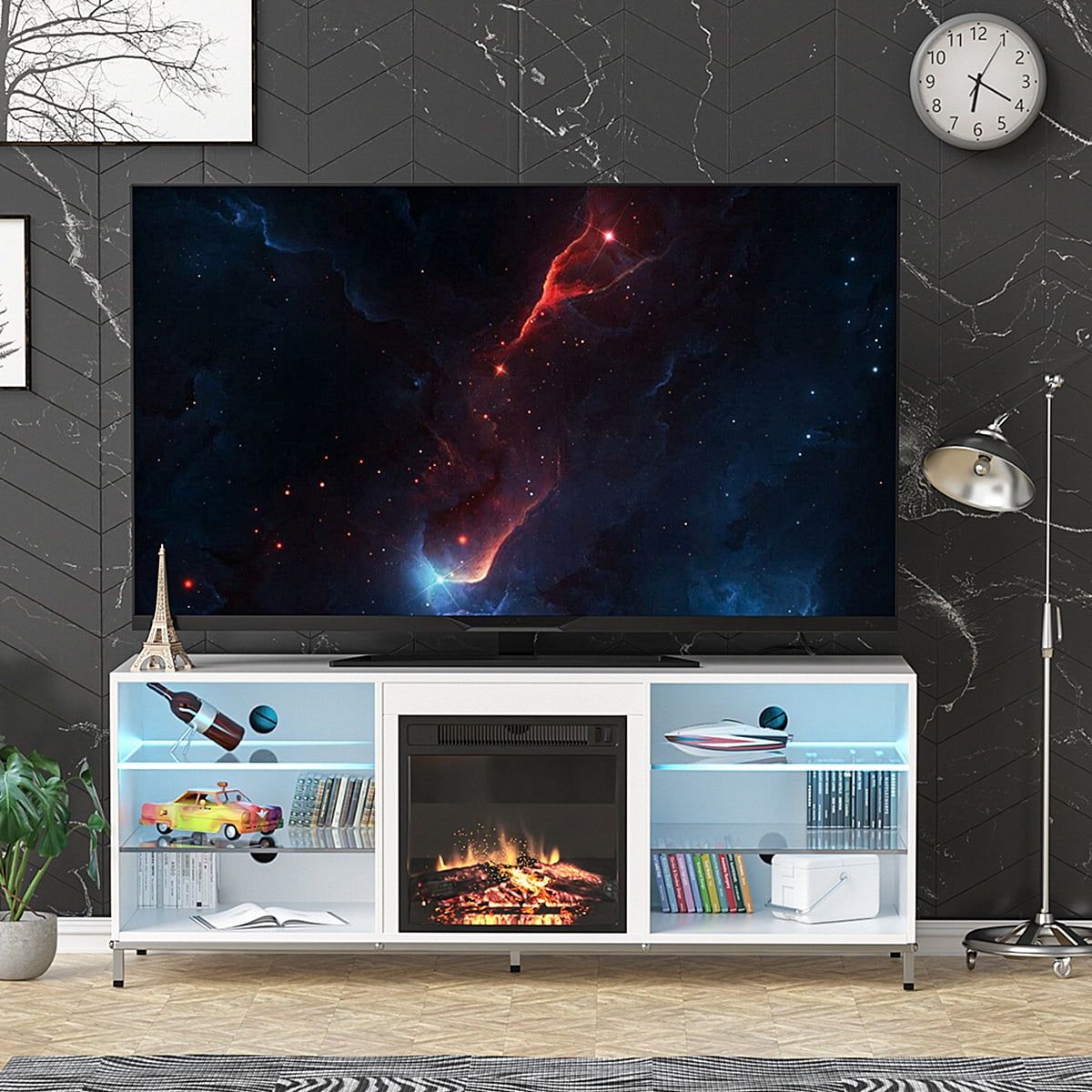 Fireplace Tv Stand For Tvs Up To 70" With Modern Led Lights, Television In Tv Stands With Lights (View 15 of 20)