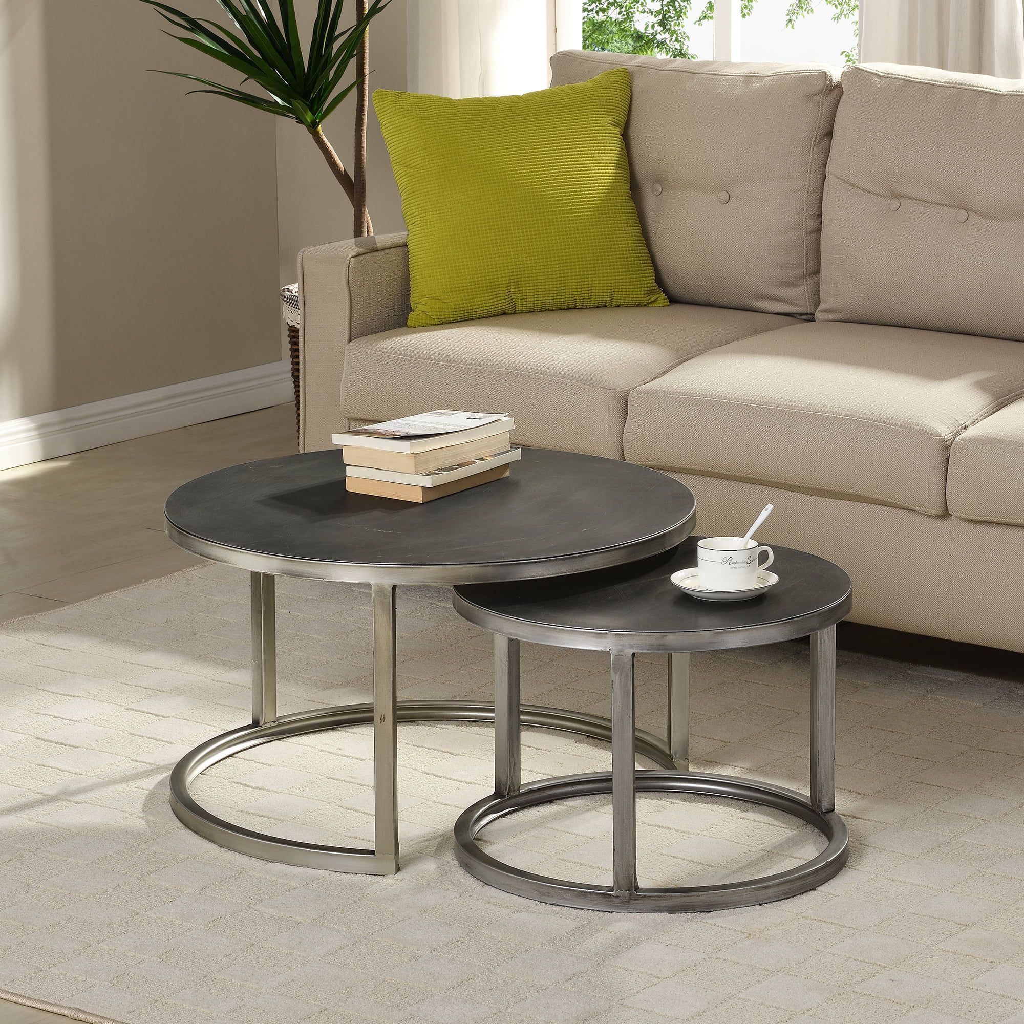 Firstime & Co.® Hayes Silver Nesting Coffee Table 2 Piece Set, American Regarding Nesting Coffee Tables (Gallery 3 of 20)