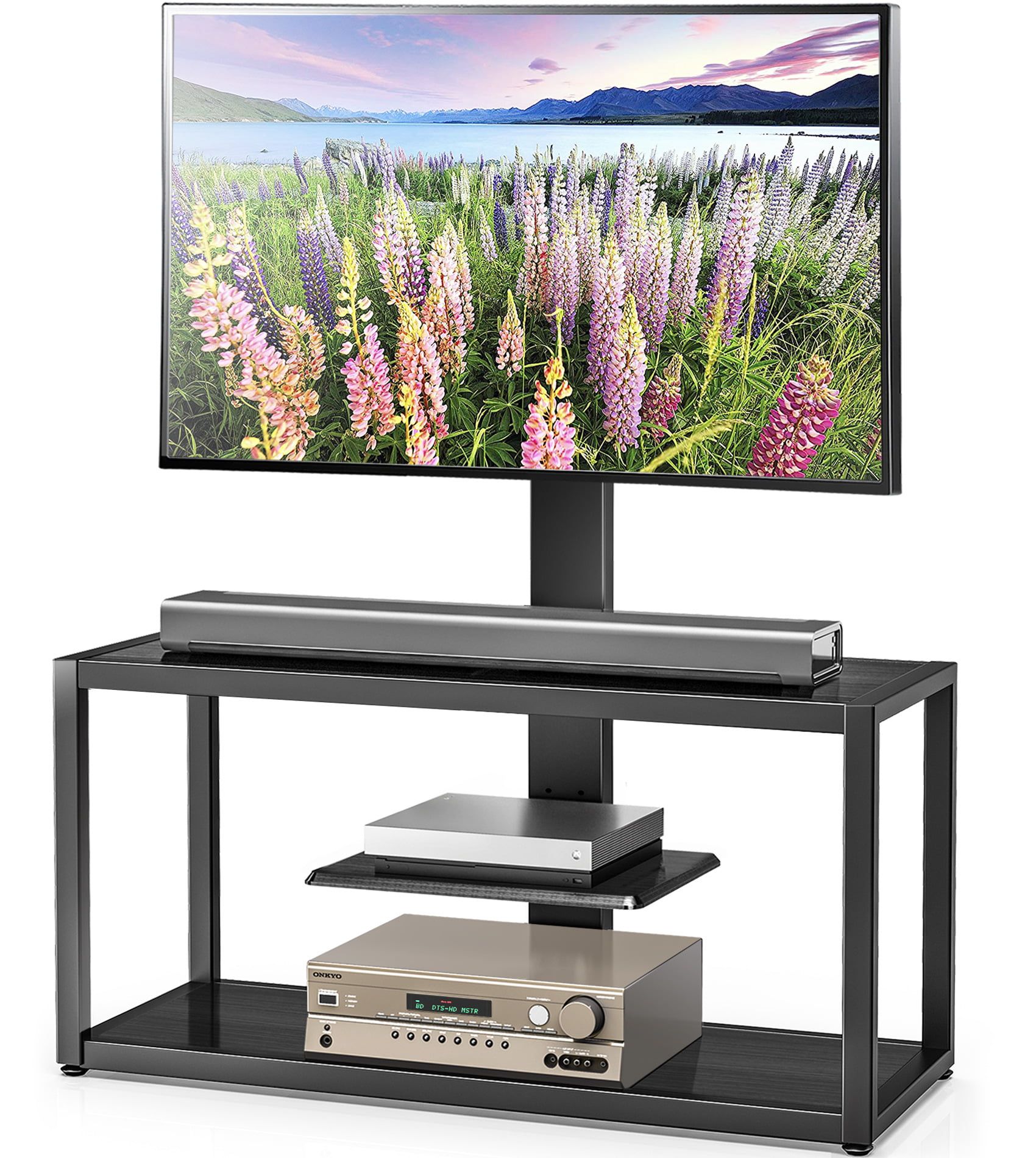 Fitueyes 3 Tiers Floor Tv Stand With Swivel & Tilt Mount – Suitable For With Stand For Flat Screen (View 8 of 20)