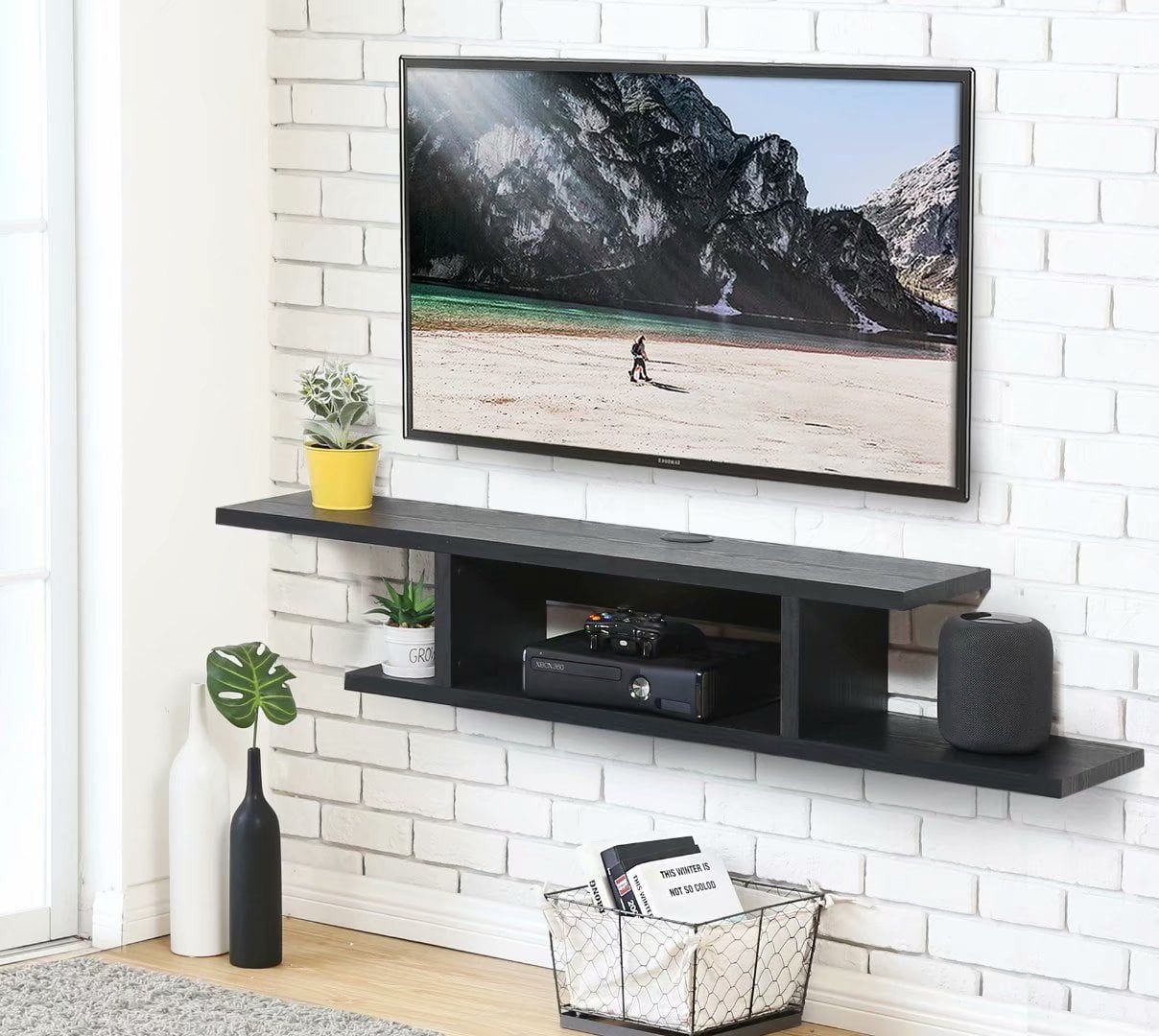 Fitueyes Floating Tv Shelf Wall Mounted Media Console Entertainment Intended For Top Shelf Mount Tv Stands (Gallery 4 of 20)