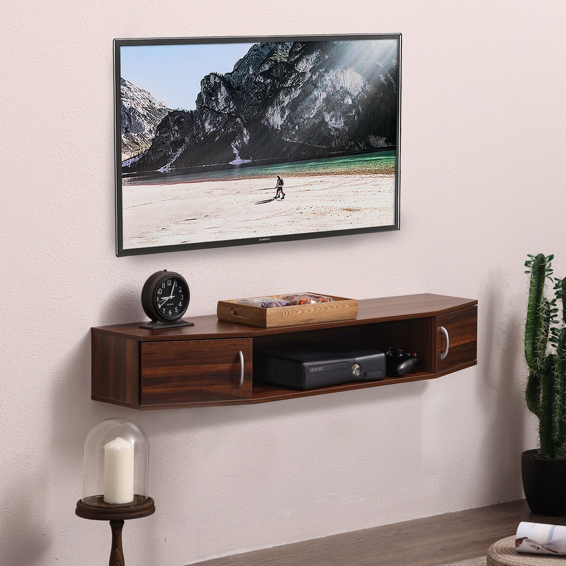 Fitueyes Floating Tv Stand Wall Mounted Entertainment Center Media Regarding Media Entertainment Center Tv Stands (View 16 of 20)