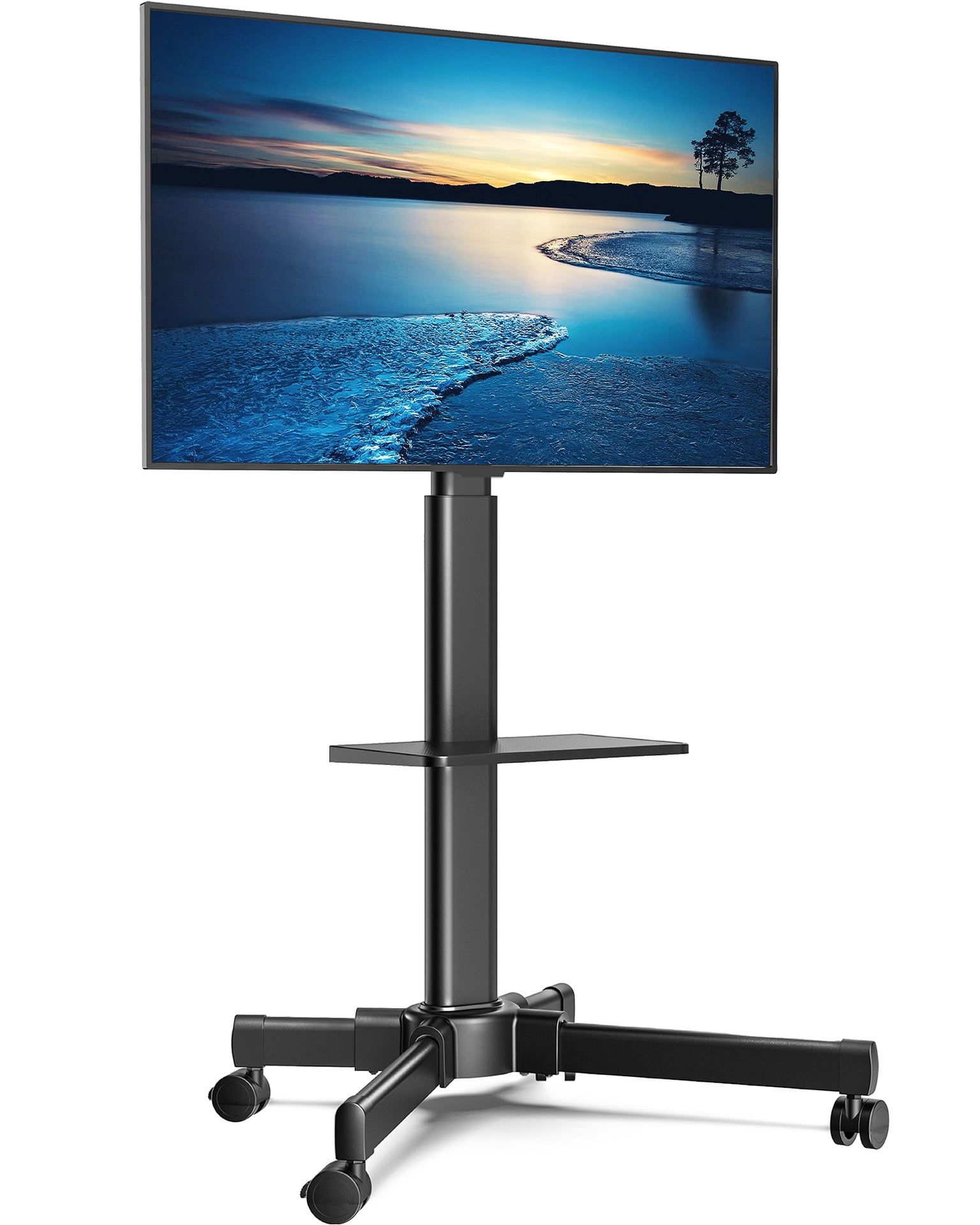 Fitueyes Mobile Tv Stand Cart For 27” 55” Tvs With Locking Wheels With Mobile Tilt Rolling Tv Stands (Gallery 2 of 20)