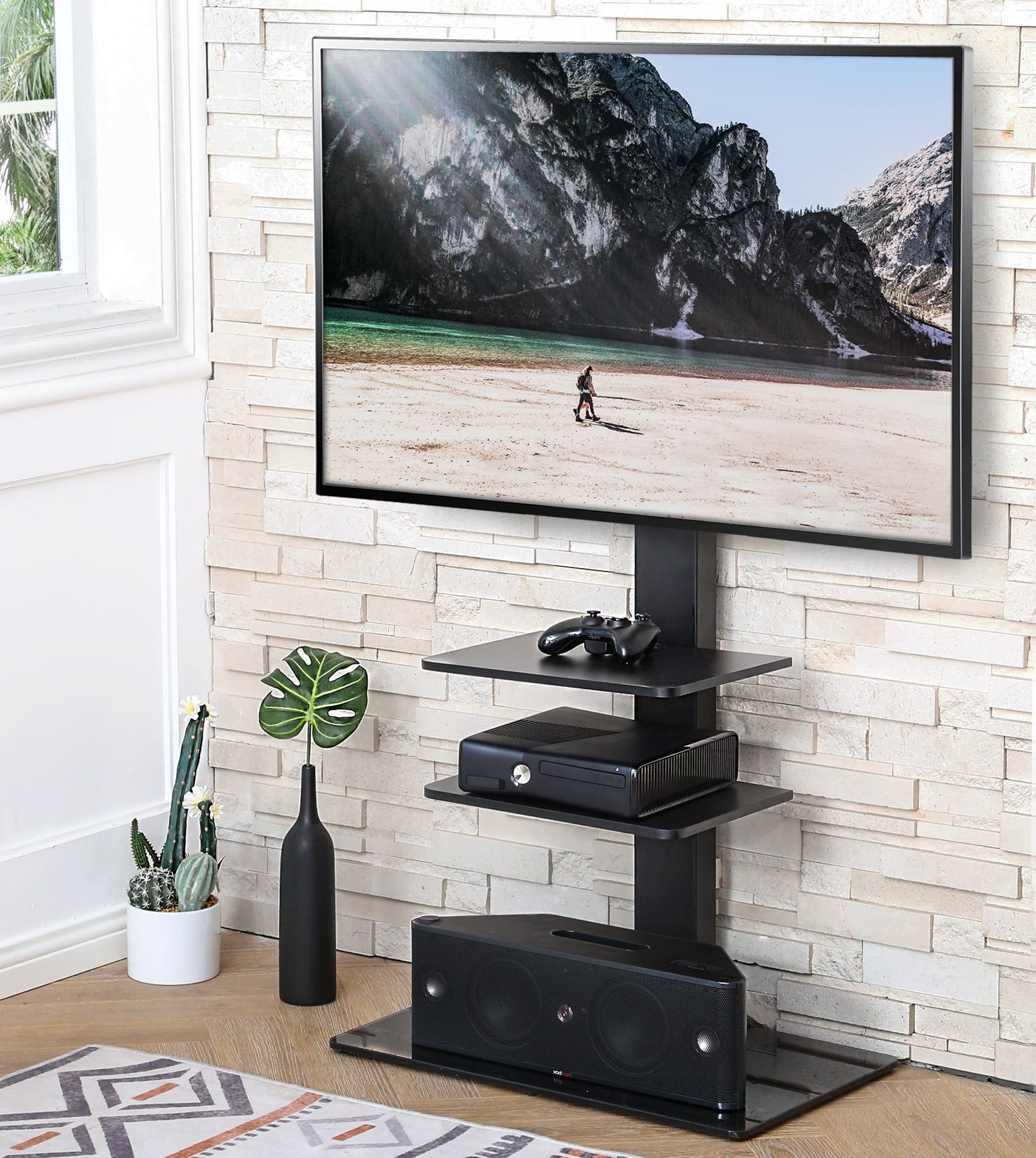 Fitueyes Universal Floor Swivel Tv Base Tv Stand With Mount For 32 65 In Universal Floor Tv Stands (Gallery 2 of 20)