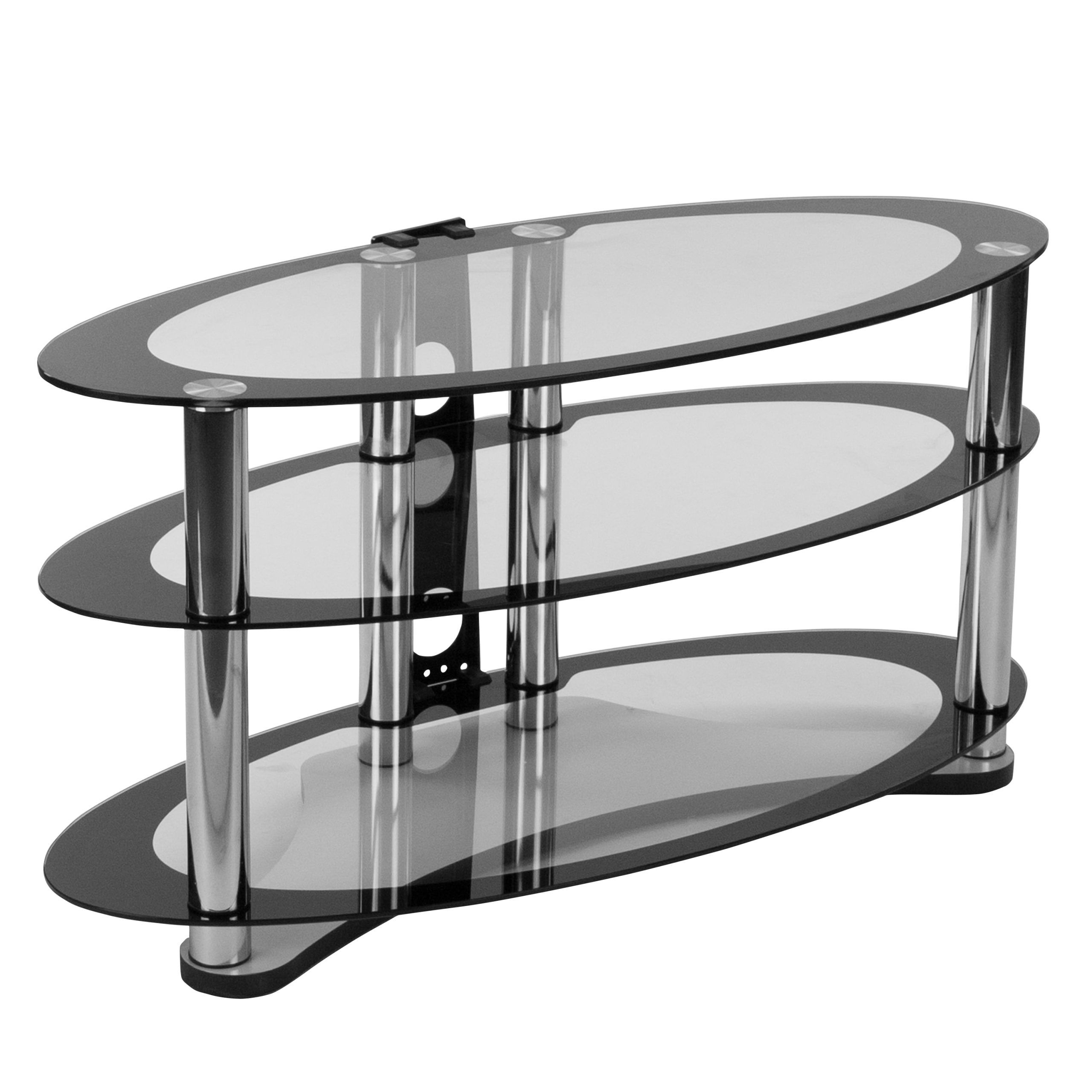 Flash Furniture Westchester Two Tone Glass Tv Stand With Shelves And For Glass Shelves Tv Stands (View 3 of 20)