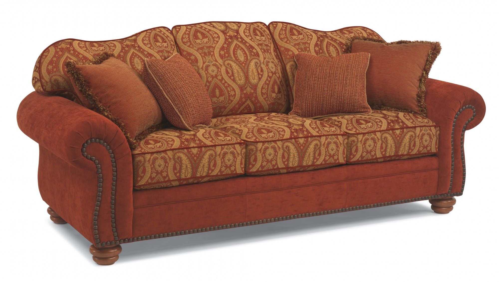 Flexsteel – 8649 31 – Bexley Two Tone Fabric Sofa With Nailhead Trim For 2 Tone Chocolate Microfiber Sofas (View 17 of 20)