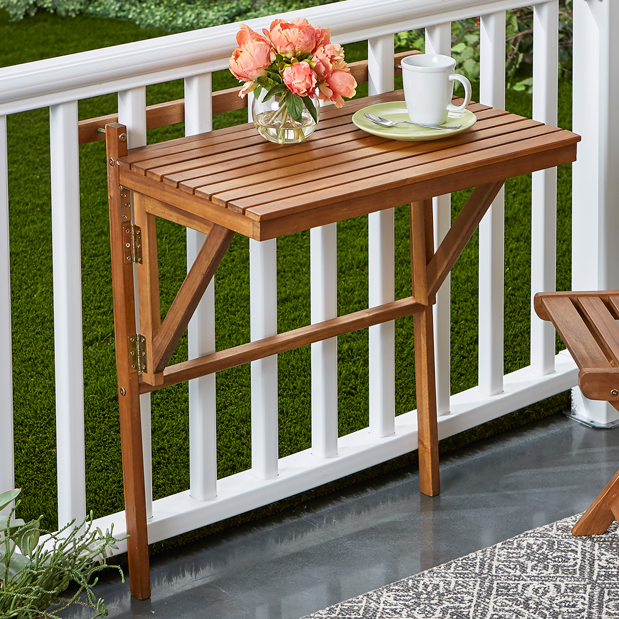 Folding Acacia Wood Balcony Table — Natural | Www (View 15 of 20)
