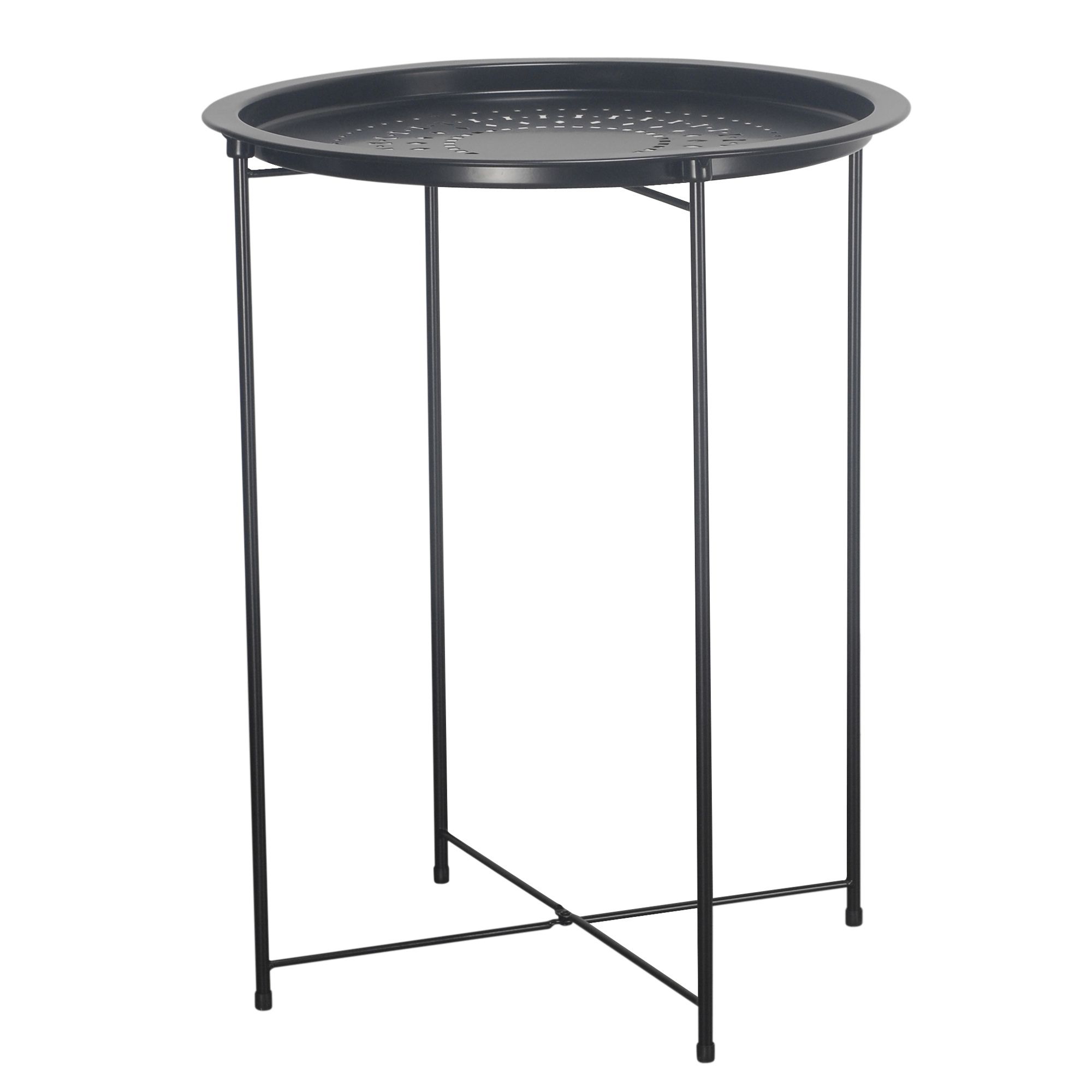 Folding Metal Round Bistro Coffee Table Patio Indoor Outdoor Furniture Intended For Round Steel Patio Coffee Tables (View 13 of 20)