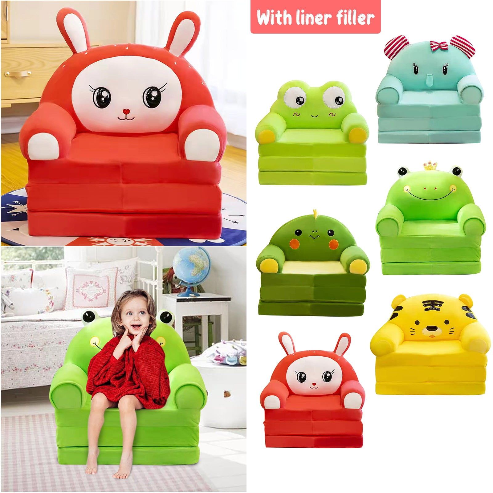 Foraging Dimple Plush Foldable Kids Sofa Backrest Armchair 2 In 1 Pertaining To 2 In 1 Foldable Children&#039;s Sofa Beds (View 12 of 20)