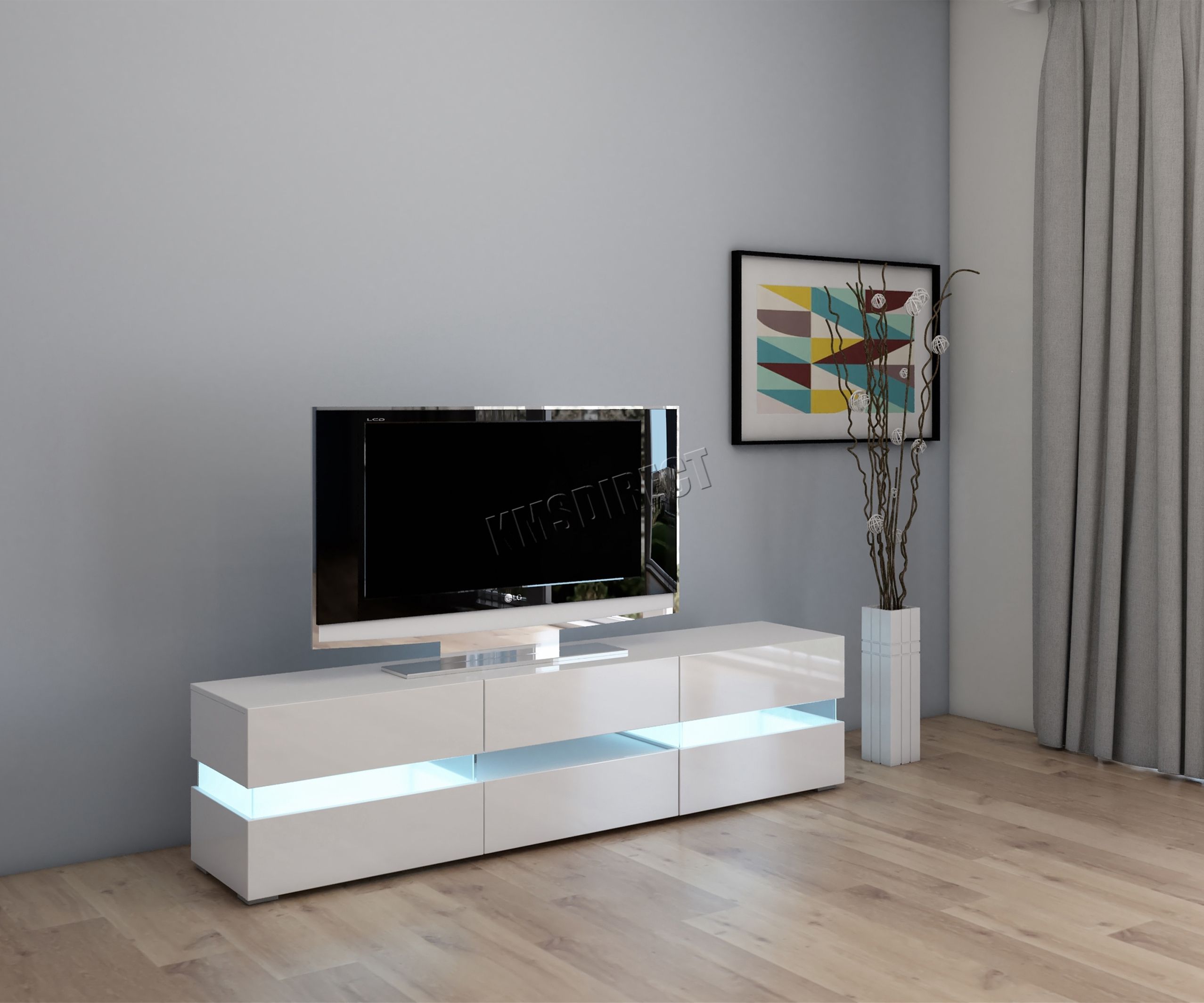 Foxhunter Modern High Gloss Matt Tv Cabinet Unit Stand White Rgb Led In Tv Stands With Lights (Gallery 18 of 20)