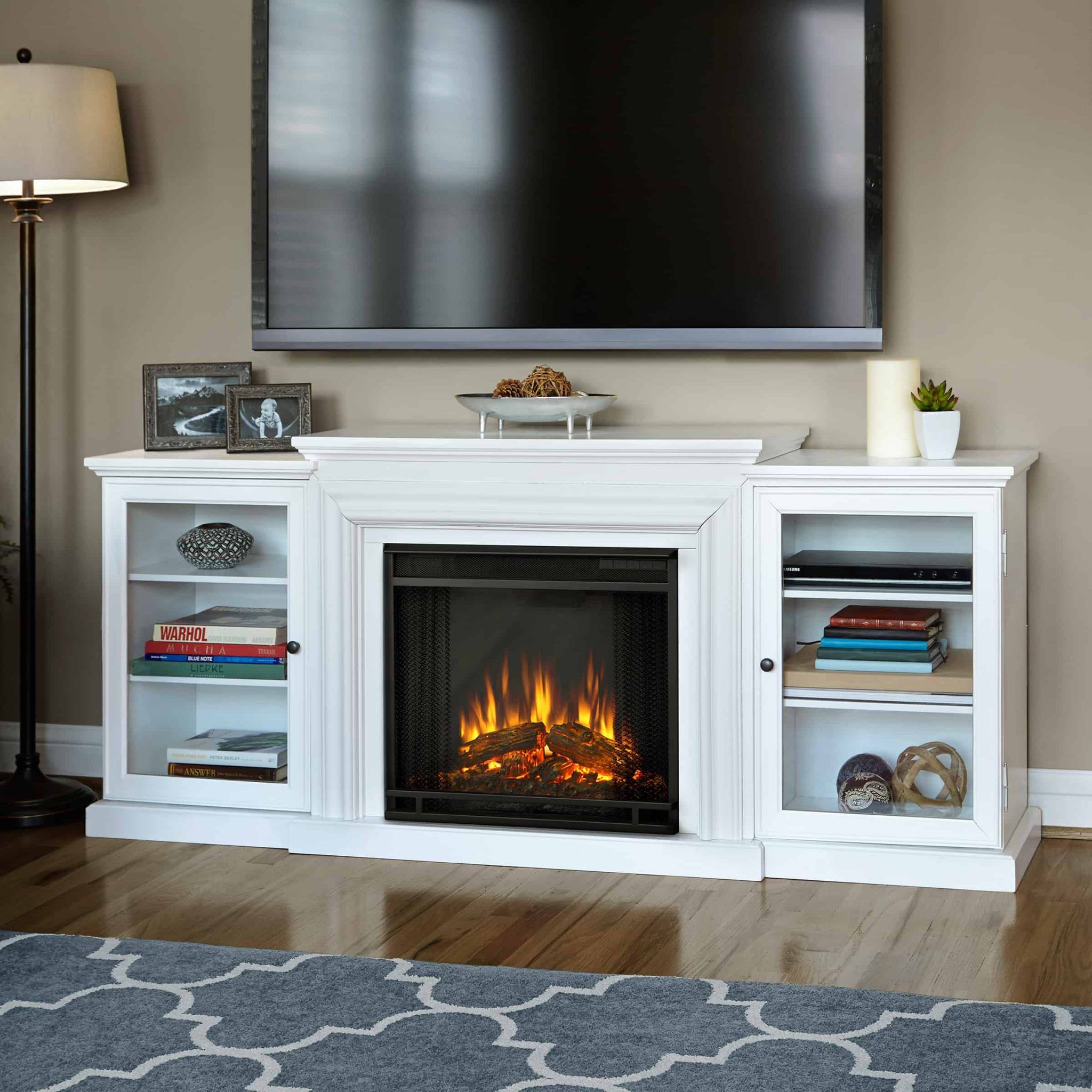 Frederick Entertainment Center Electric Fireplace In Whitereal Regarding Electric Fireplace Entertainment Centers (View 2 of 20)