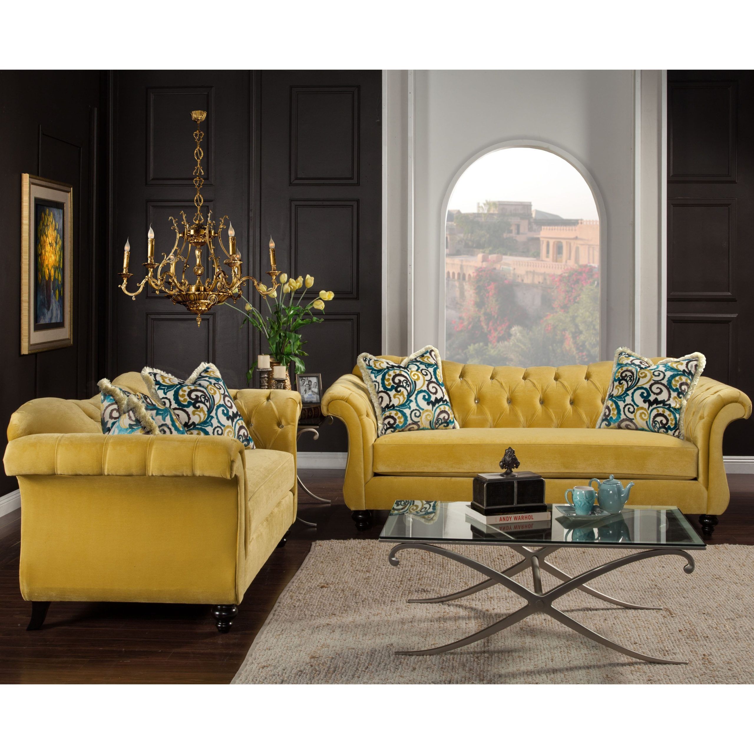 Furniture Of America Agatha 2 Piece Tufted Velvet And Hardwood Sofa And Pertaining To Sofas In Multiple Colors (View 7 of 20)
