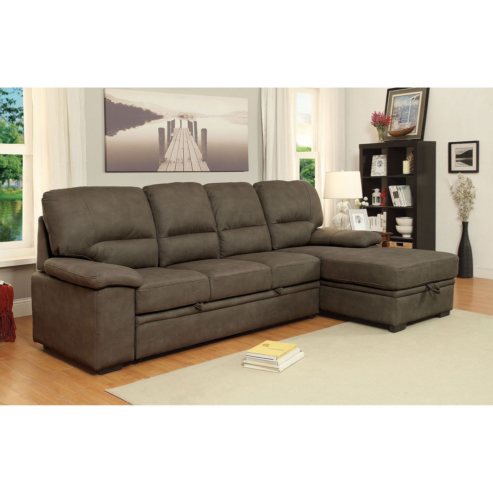 Furniture Of America Alcester 4 Seat Sectional Sofa With Sleeper And With Left Or Right Facing Sleeper Sectionals (View 17 of 21)
