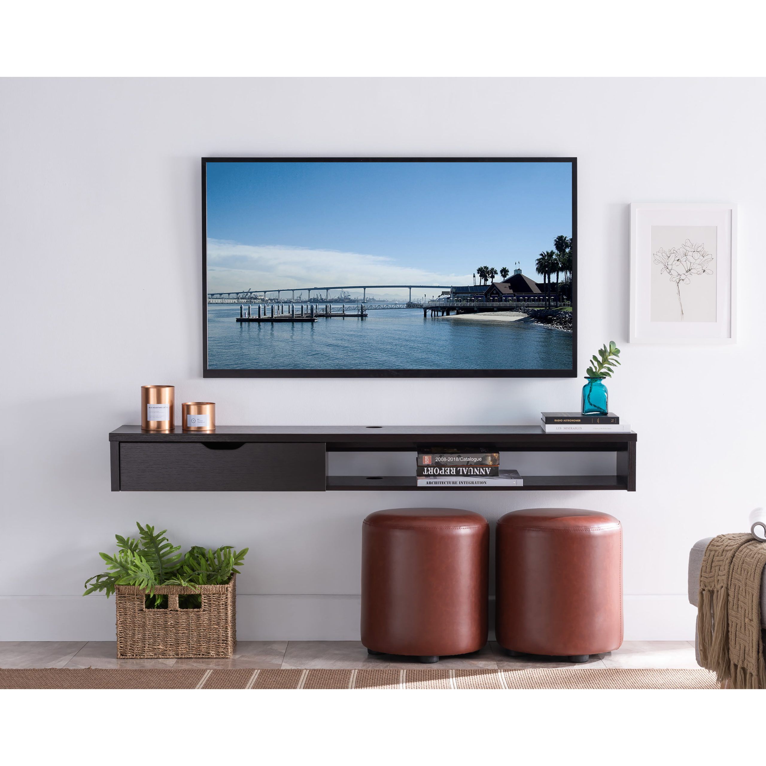 Furniture Of America Eponine Multi Storage Floating Tv Stand Throughout Floating Stands For Tvs (View 2 of 20)